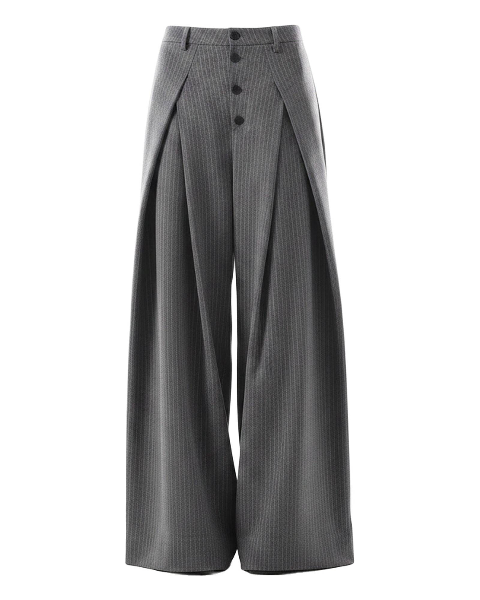 Amber charcoal wide-leg palazzo suit trousers, front view (AI visualisation)