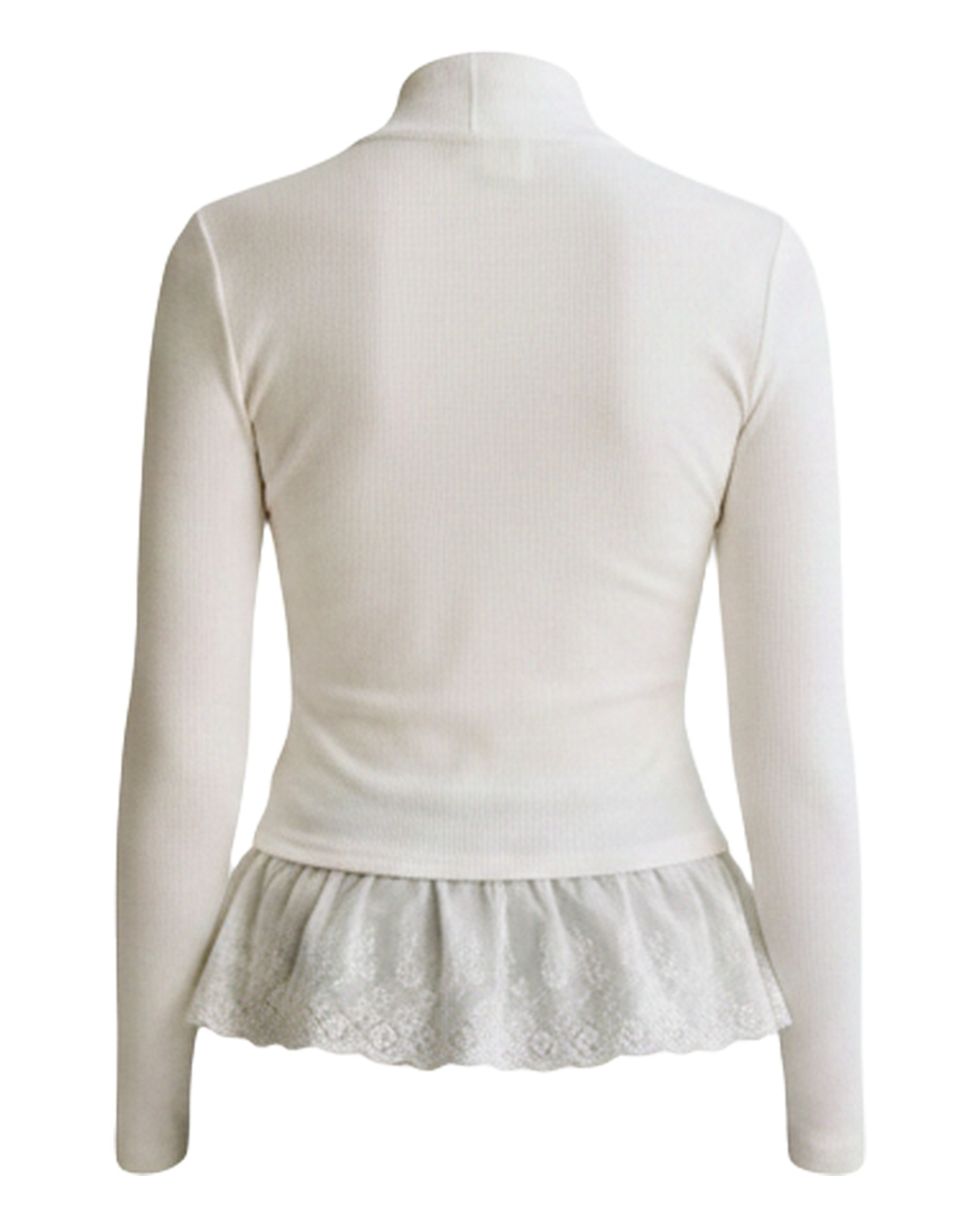 Annelies high-neck lace-hem top — product back (AI visualisation)