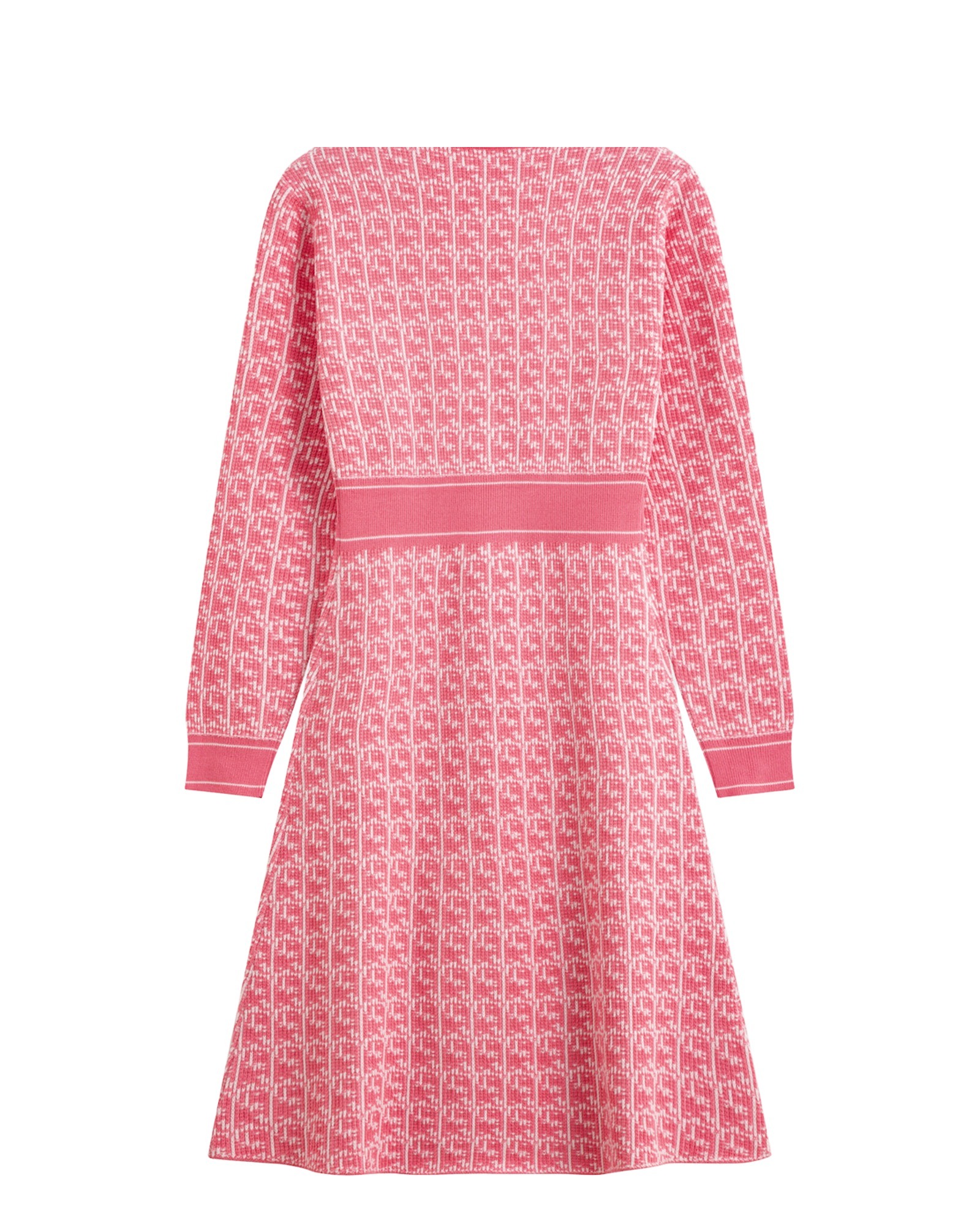 Ans roze tweed A-lijn gebreide jurk, achterkant — productfoto