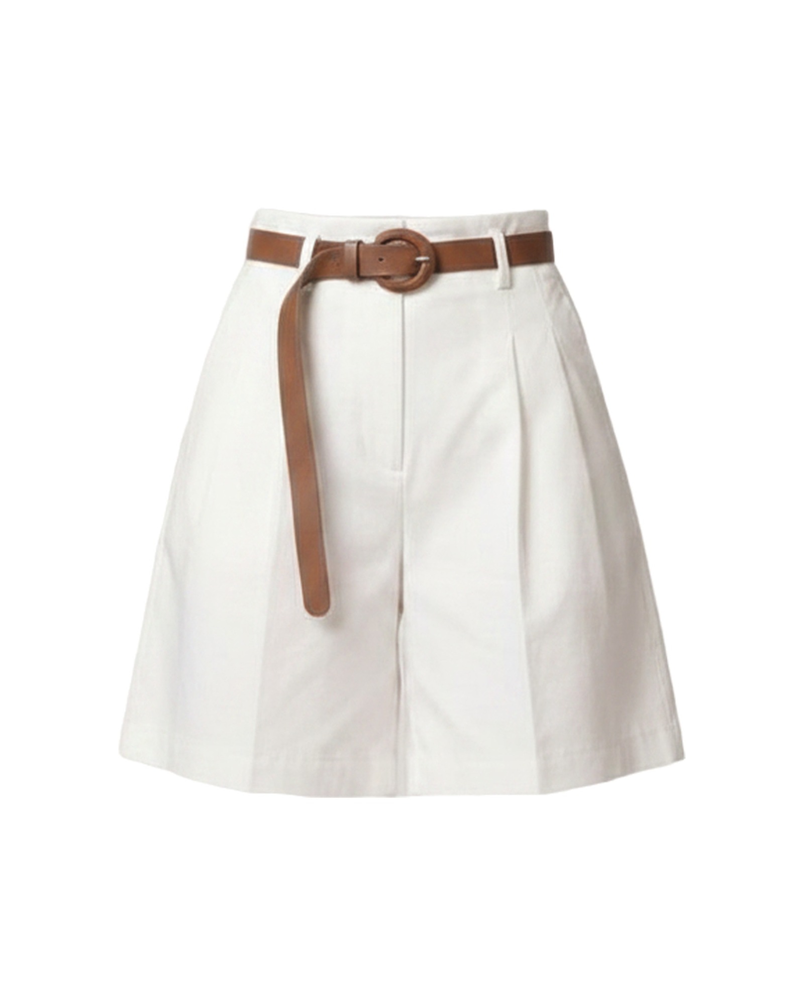 Antje · Belted A-line shorts — product front, White (AI visualisation)