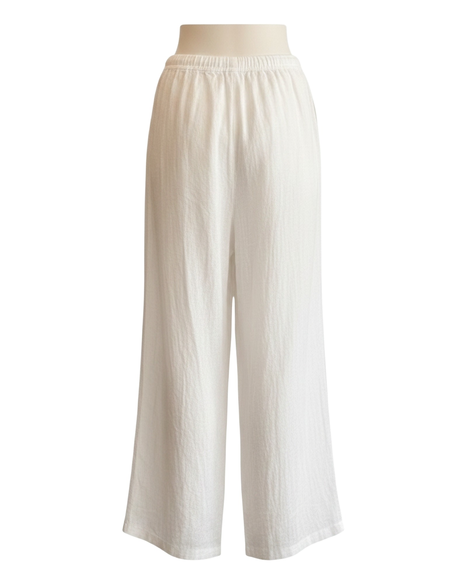 Bregtje beige linen drawstring wide-leg trousers, back view (AI visualisation)