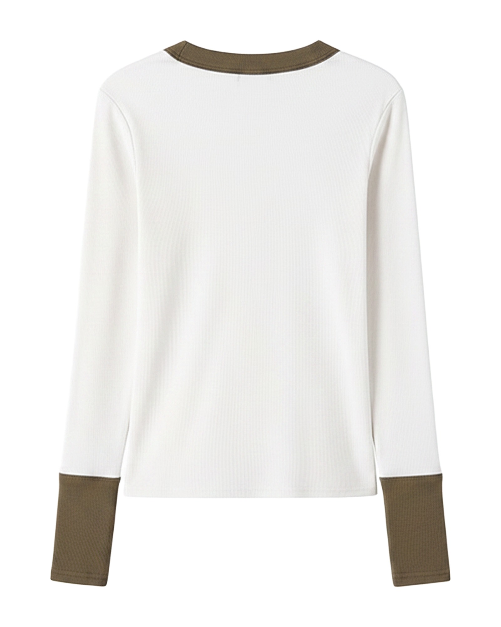 Carolien · Colour-block long-sleeve cotton tee — product back (AI visualisation)