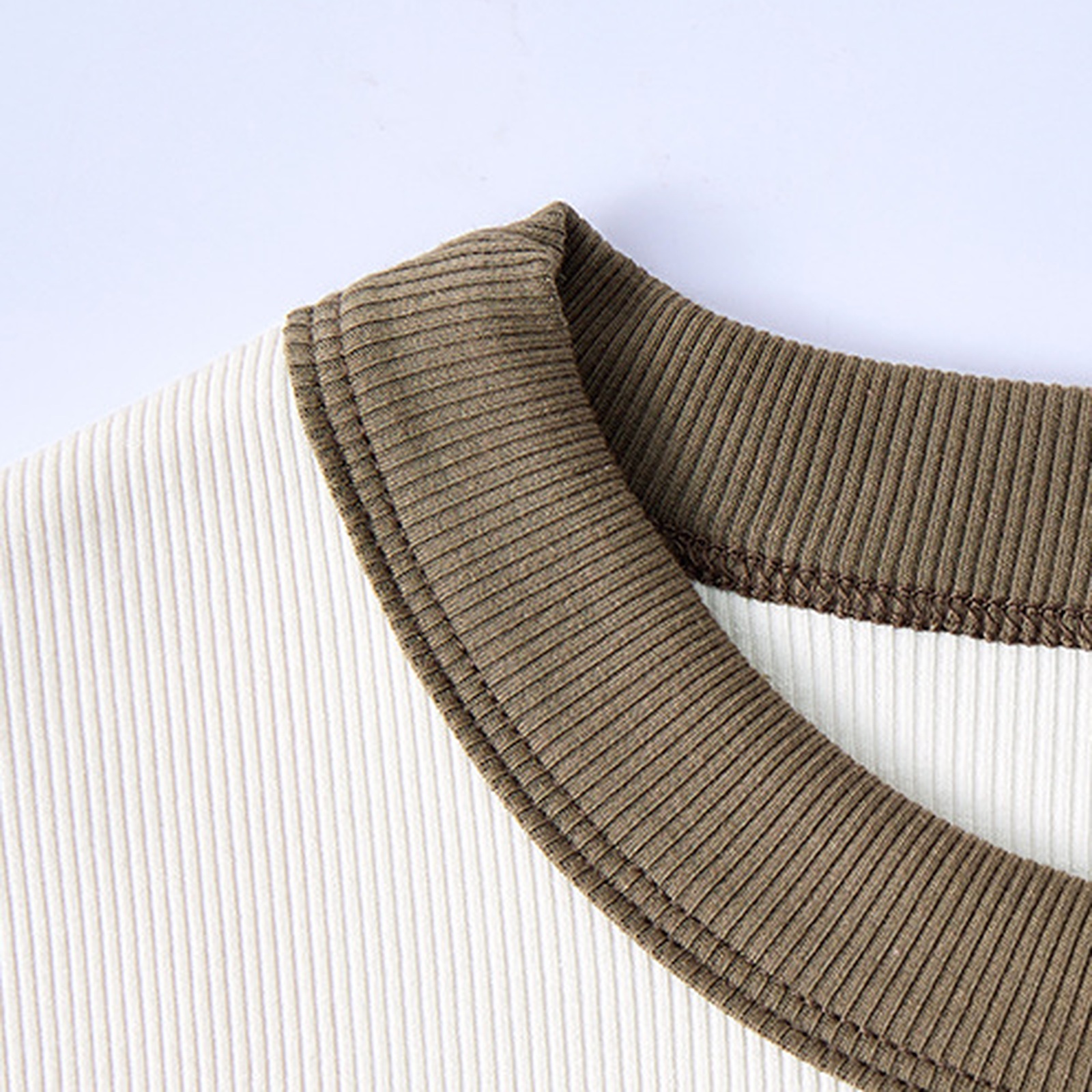 Carolien · Colour-block long-sleeve cotton tee — fabric detail