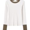 Carolien · Colour-block long-sleeve cotton tee — product front