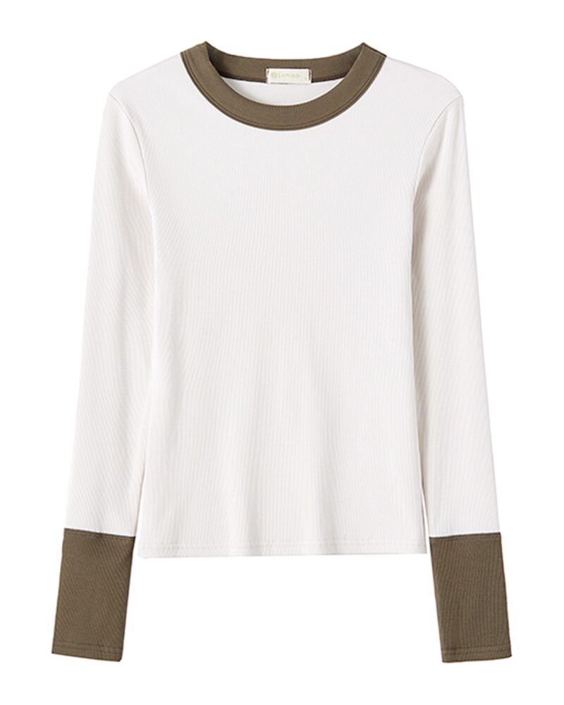 Carolien · Colour-block long-sleeve cotton tee — product front