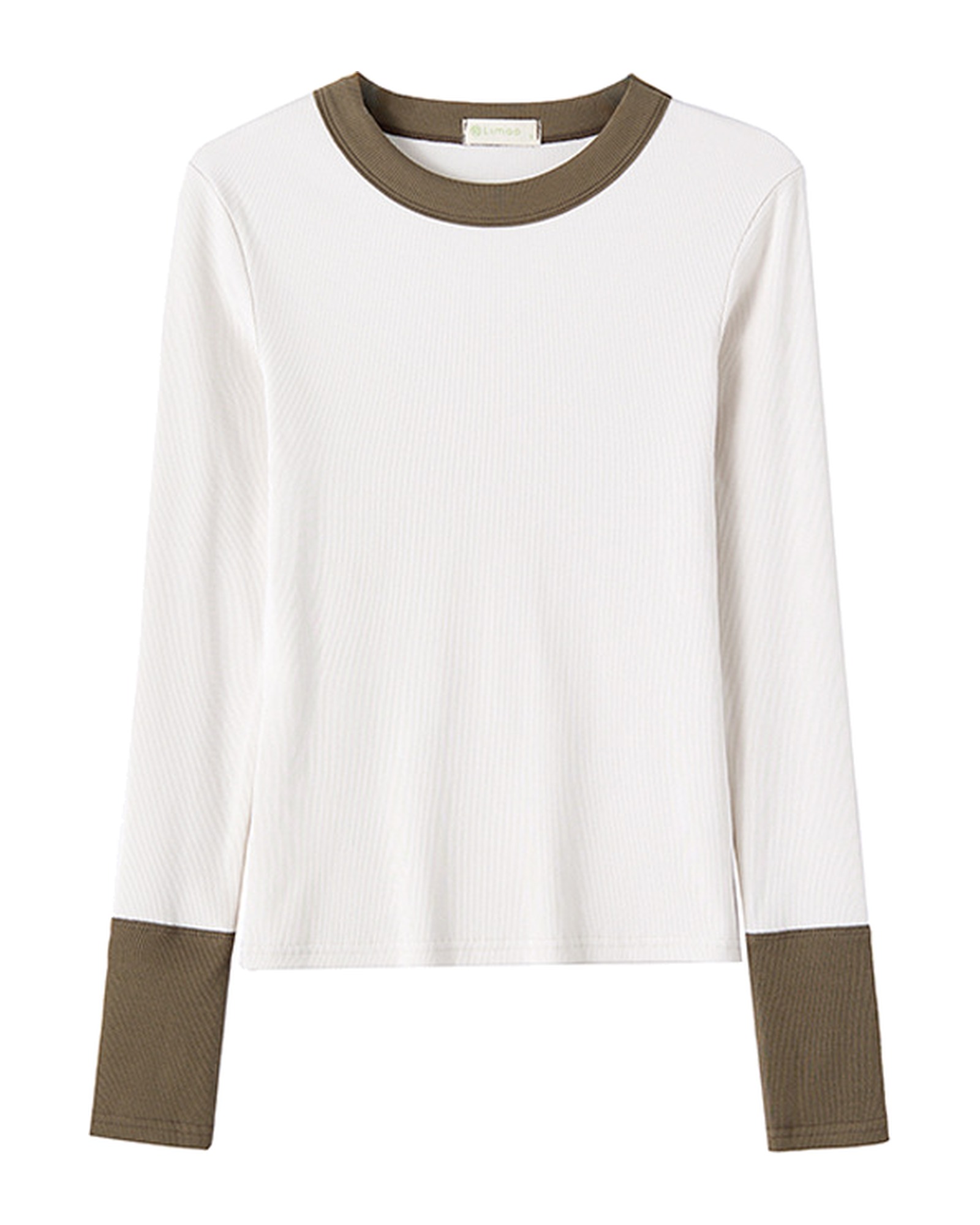 Carolien · Colour-block long-sleeve cotton tee — product front
