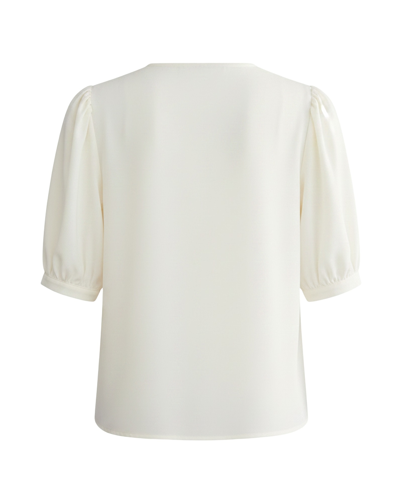 Corinne · Puff-sleeve satin blouse — product back (AI visualisation)