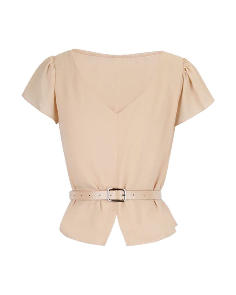 Daphne · V-neck top with waist detail — product front