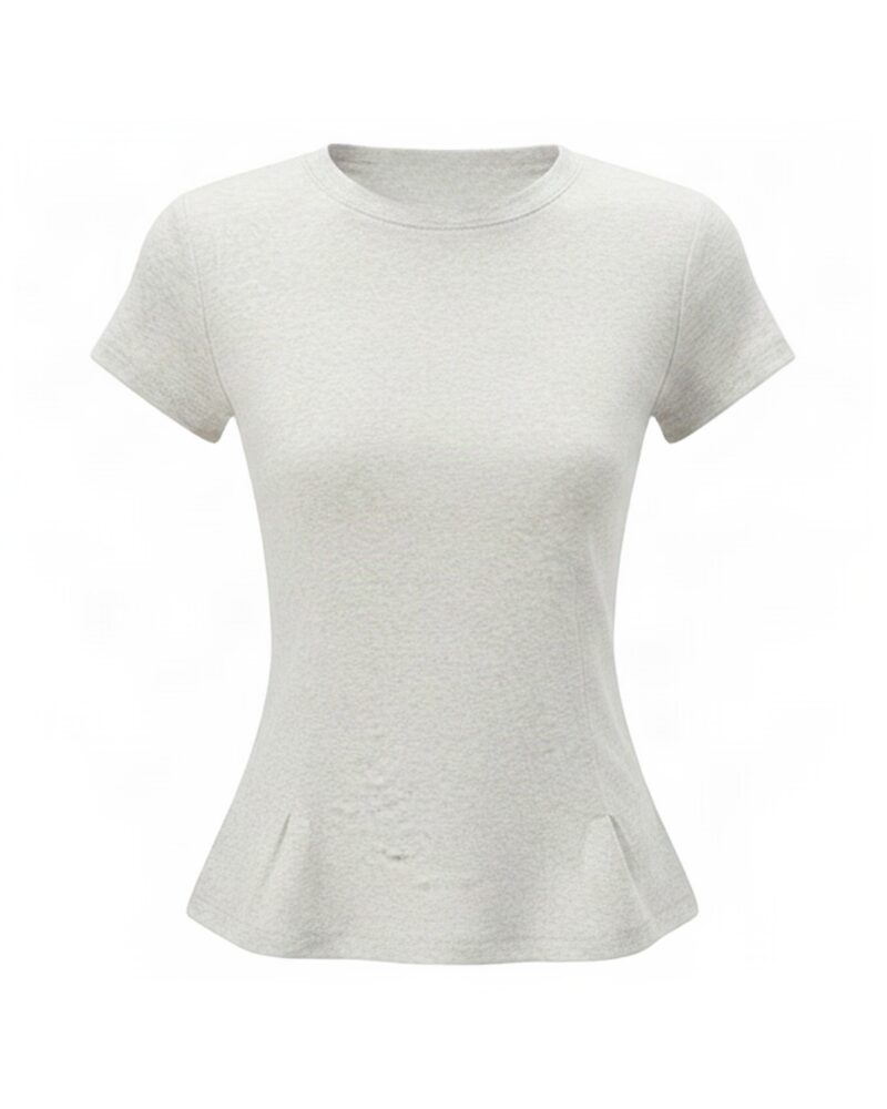 Eline · Round-neck short-sleeve cotton tee — product front (AI visualisation)