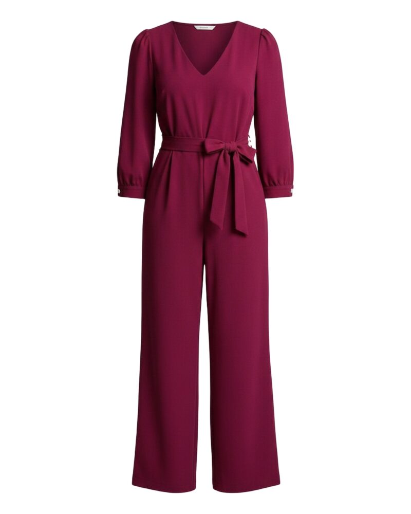 Esther Tie Waist V Neck Jumpsuit — product front