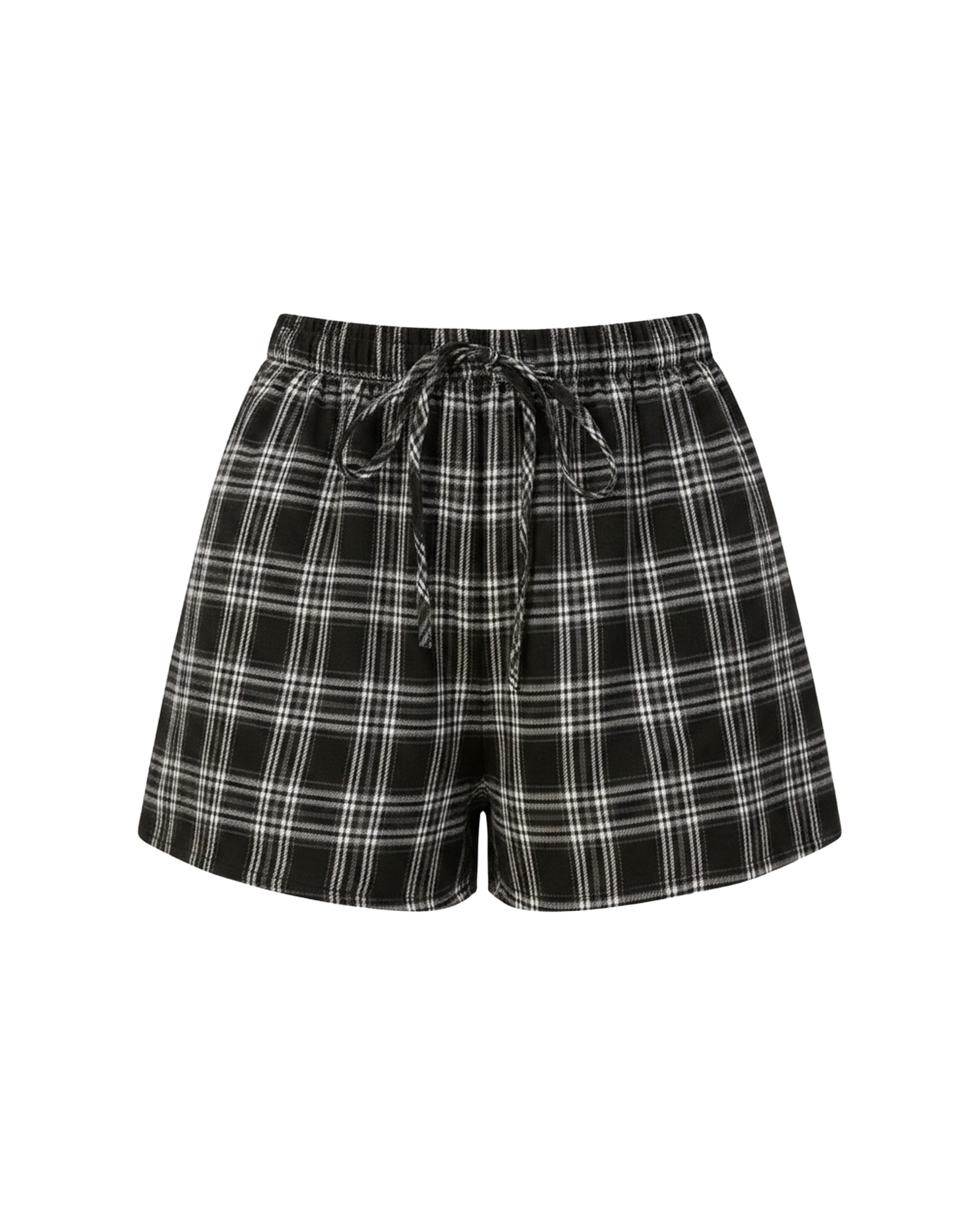 Fardau · Checked tailored shorts — product front (AI visualisation)