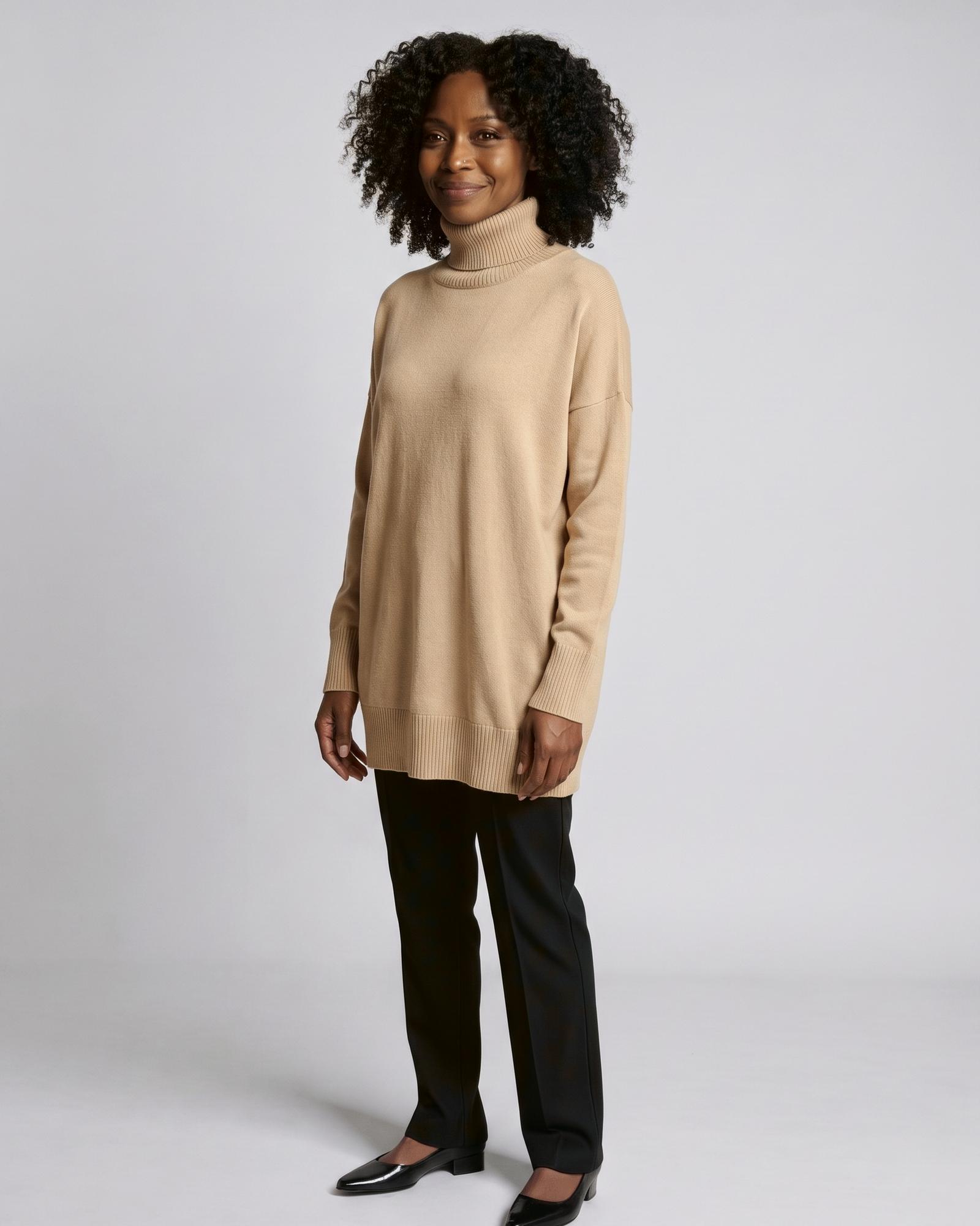 Femke — Oversized turtleneck sweater (AI visualisation)