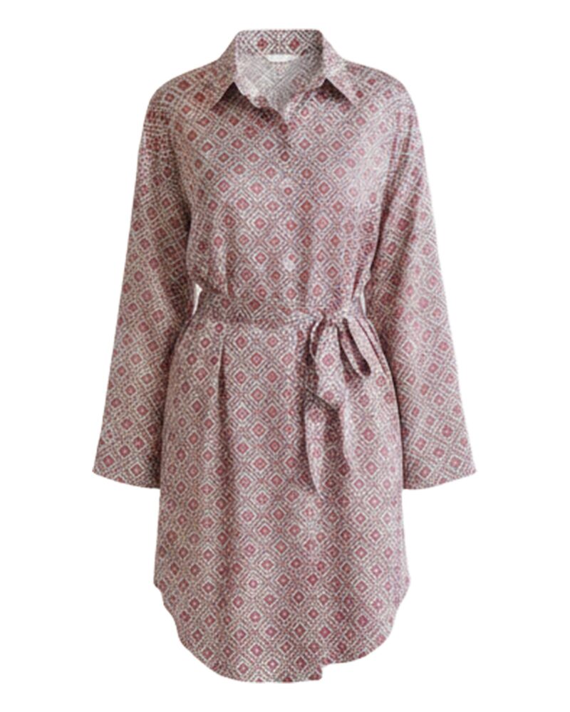 Femy Printed Shirt Dress Nightgown — Produkt Vorderansicht (KI-Visualisierung)
