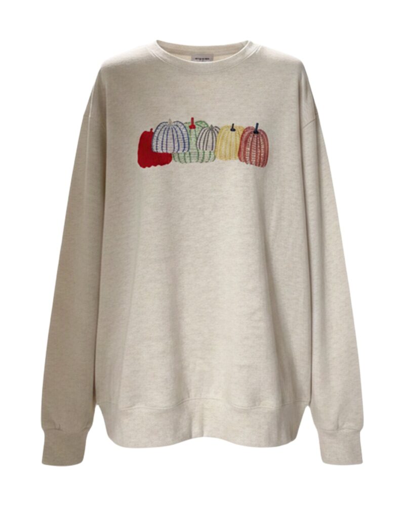 Floor · Loose-fit cotton long-sleeve tee — product front (AI visualisation)