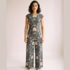 Francien Printed Cap Sleeve Jumpsuit — Dark Gray, on model (AI visualisation)