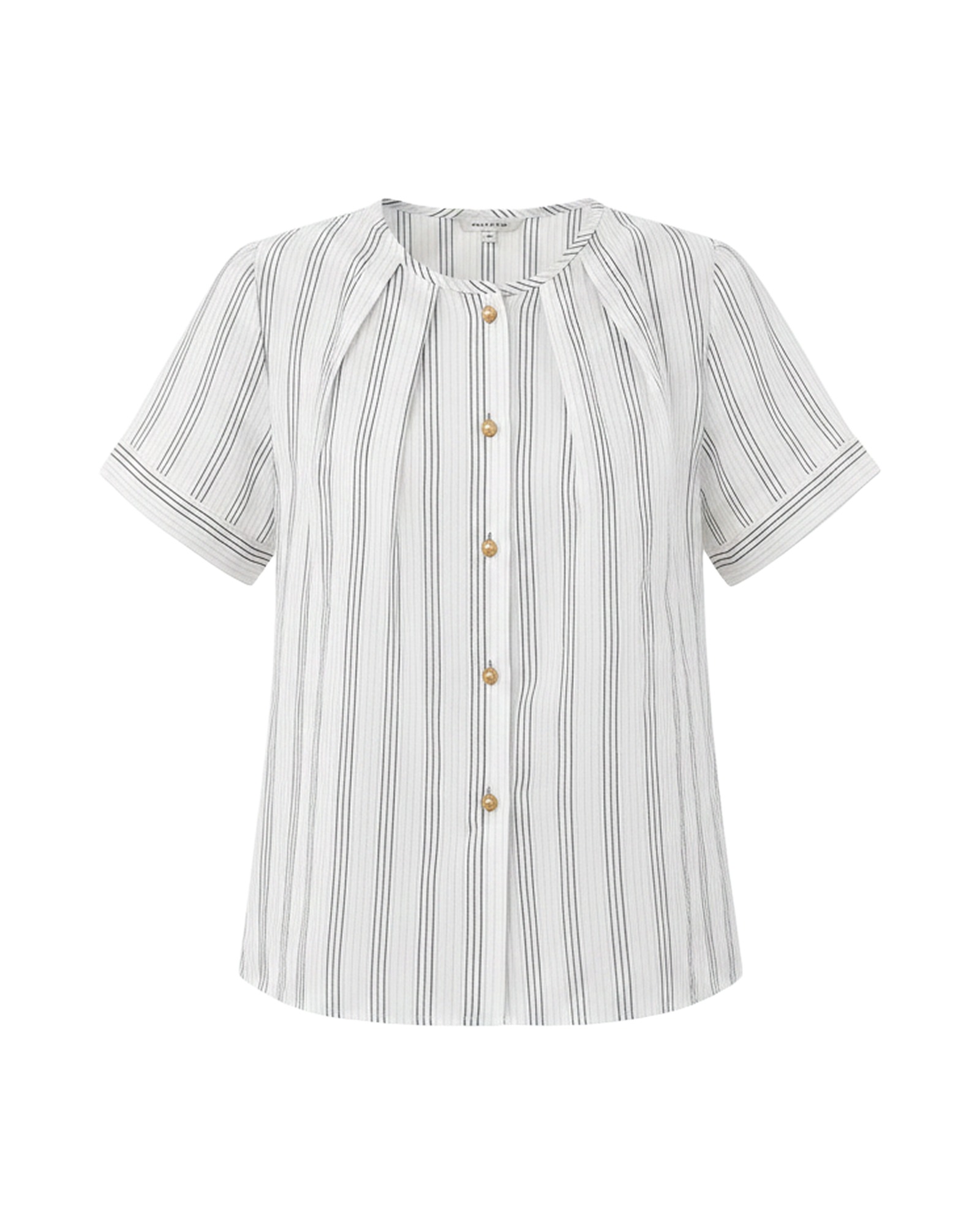 Gerda · Striped cotton-linen blouse — product front (AI visualisation)
