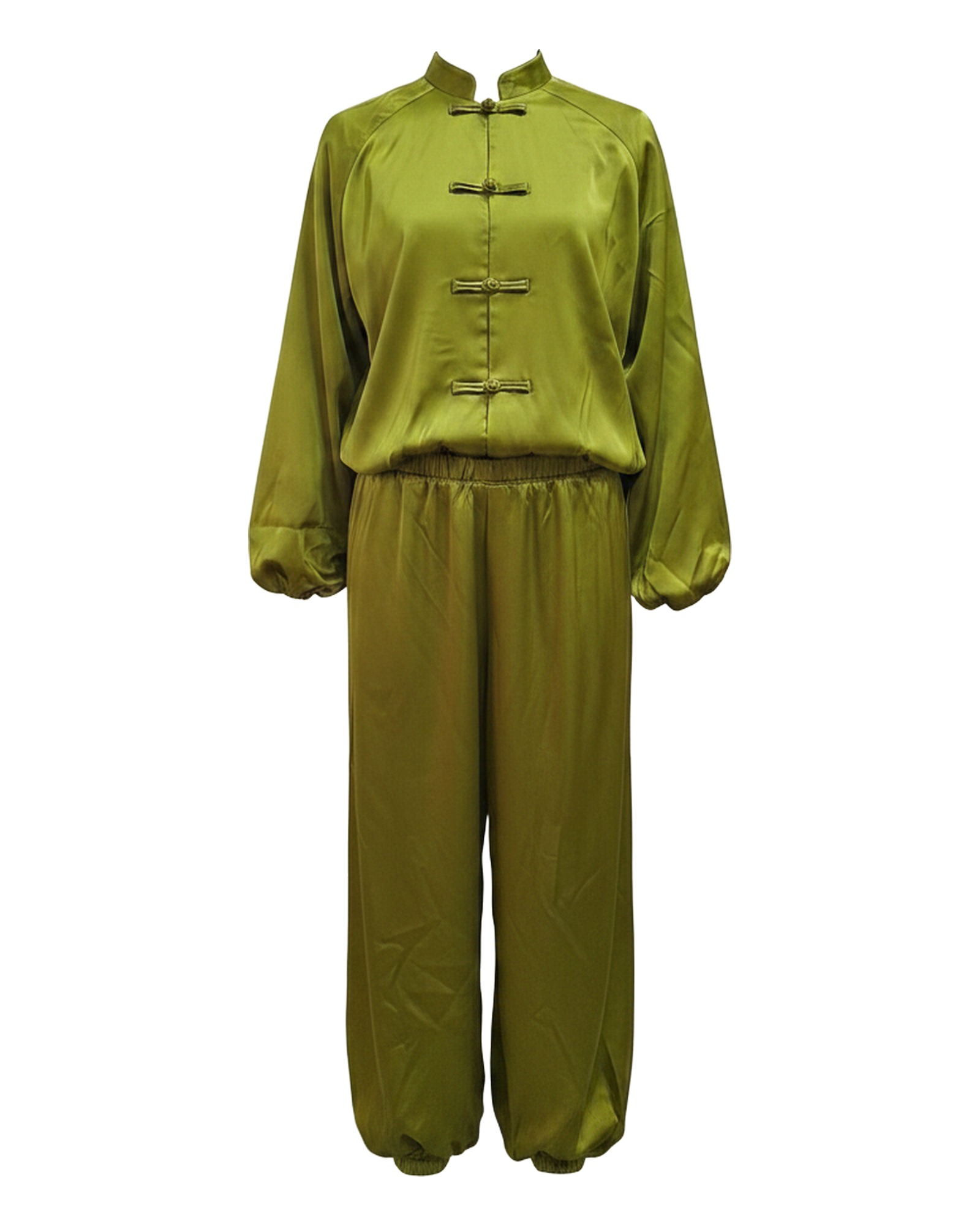 Gerdien satin shirt jacket and trouser set — productvooraanzicht (AI-visualisatie)