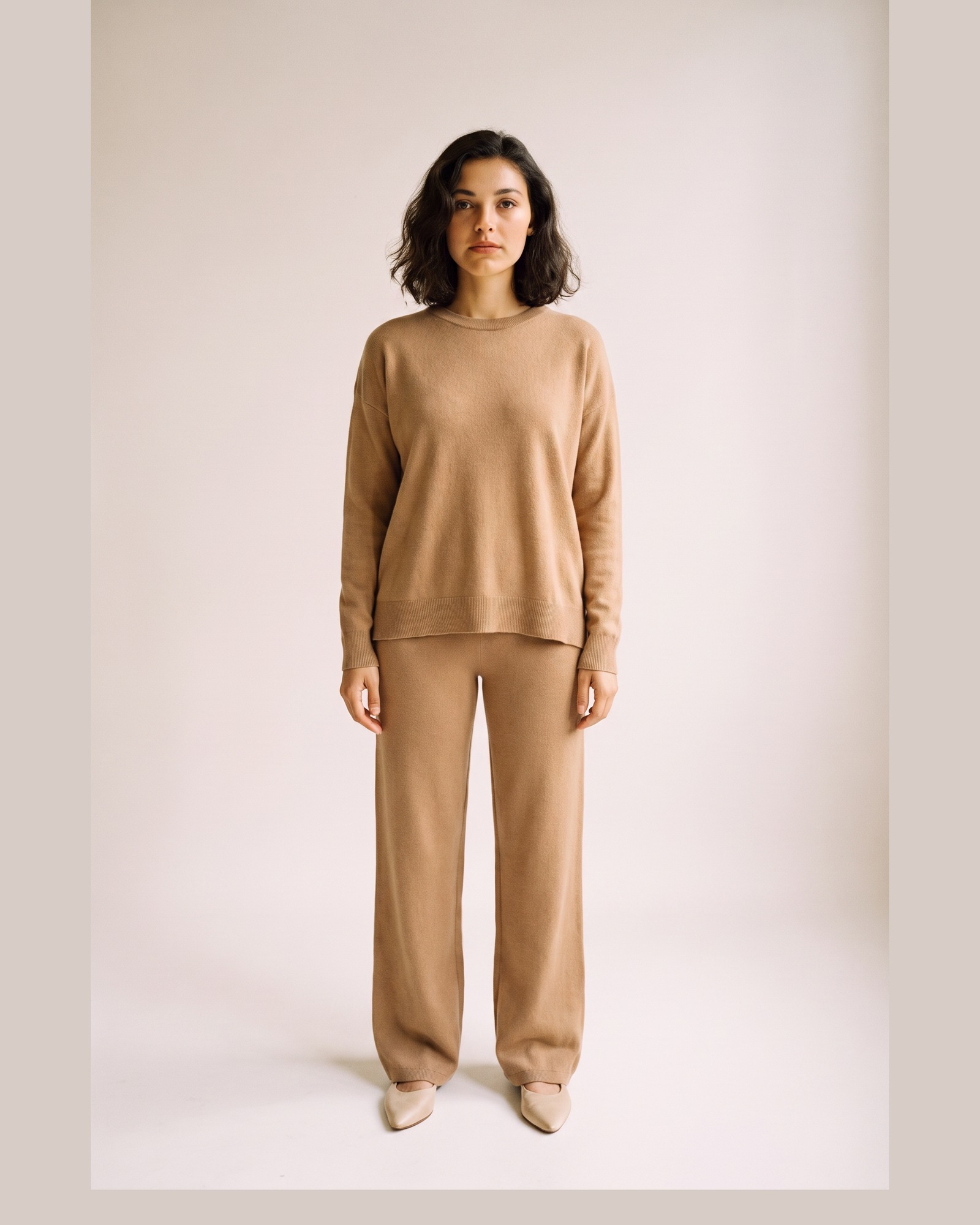 Godelieve knit sweater and trouser set — Apricot (AI visualisation)