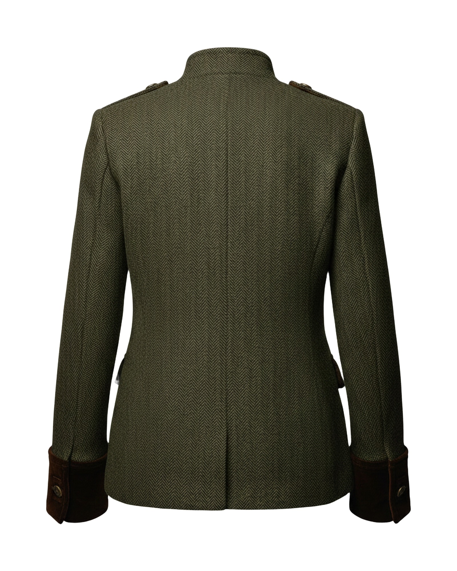 Gonda olive military field jacket, back view (AI visualisation)