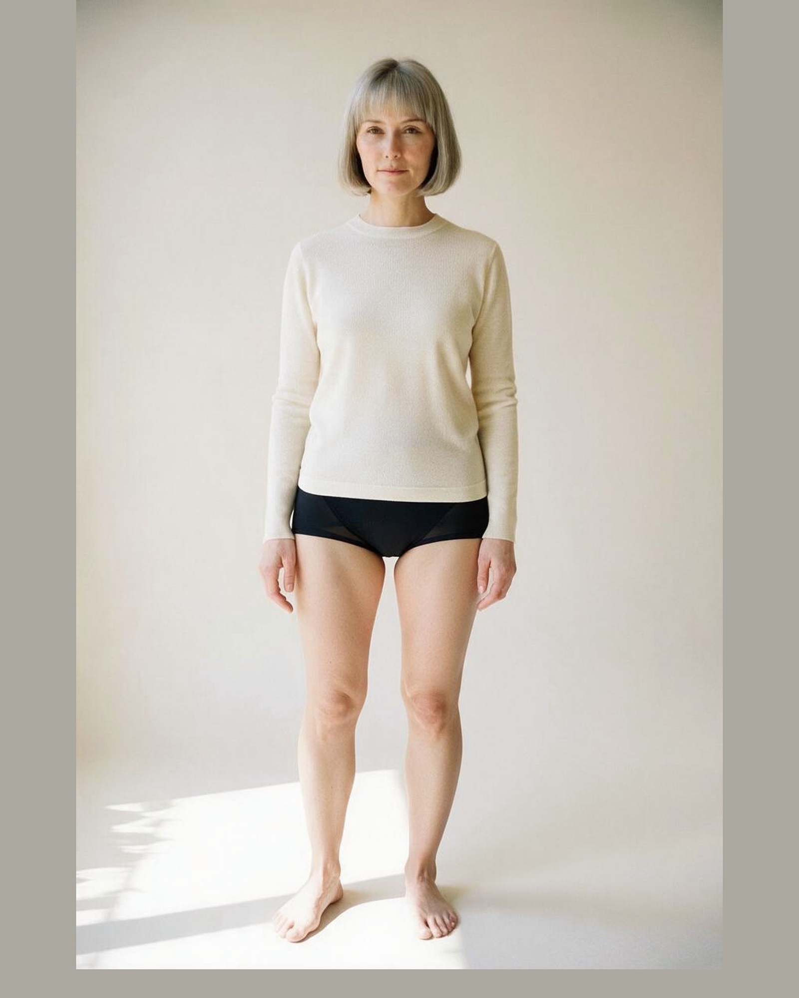 Guurtje · High-waist shaping brief — am Modell, Vorderansicht (KI-Visualisierung)