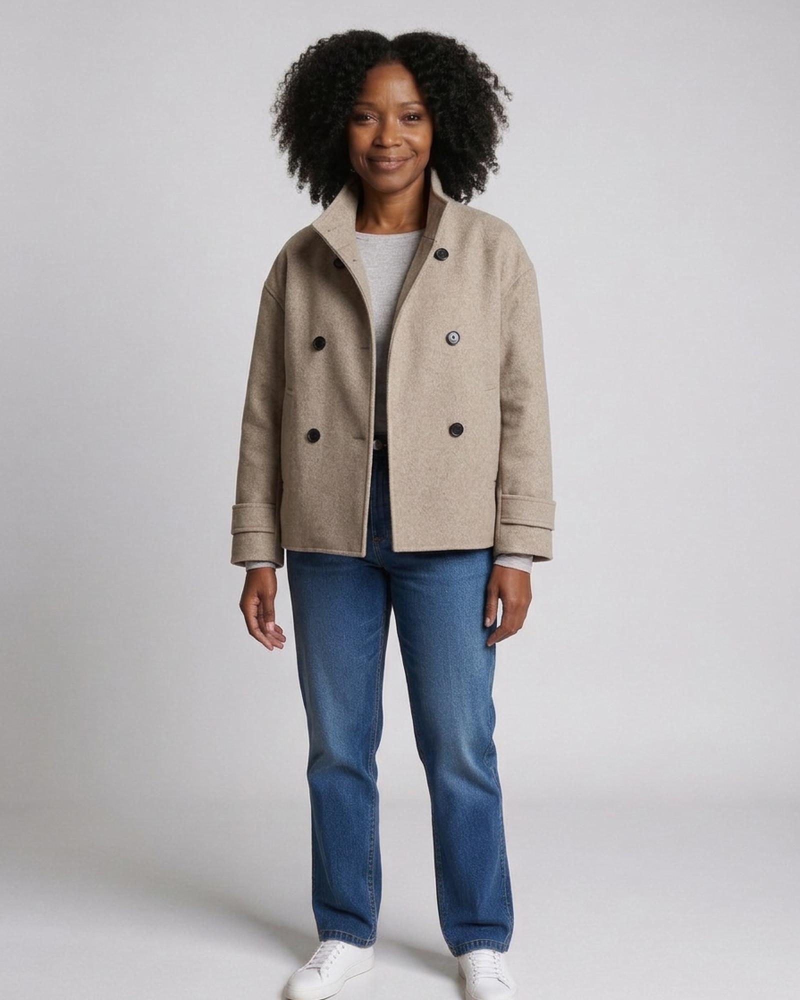 Harmke khaki coat, Farbvariante (KI-Visualisierung)