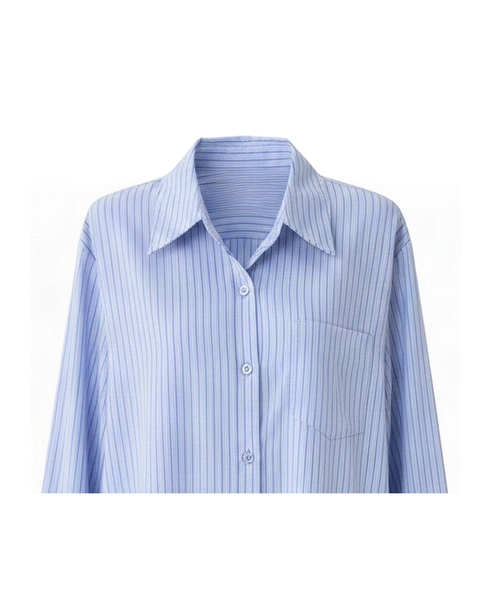 Ineke · Striped shirt blouse — fabric detail (AI visualisation)