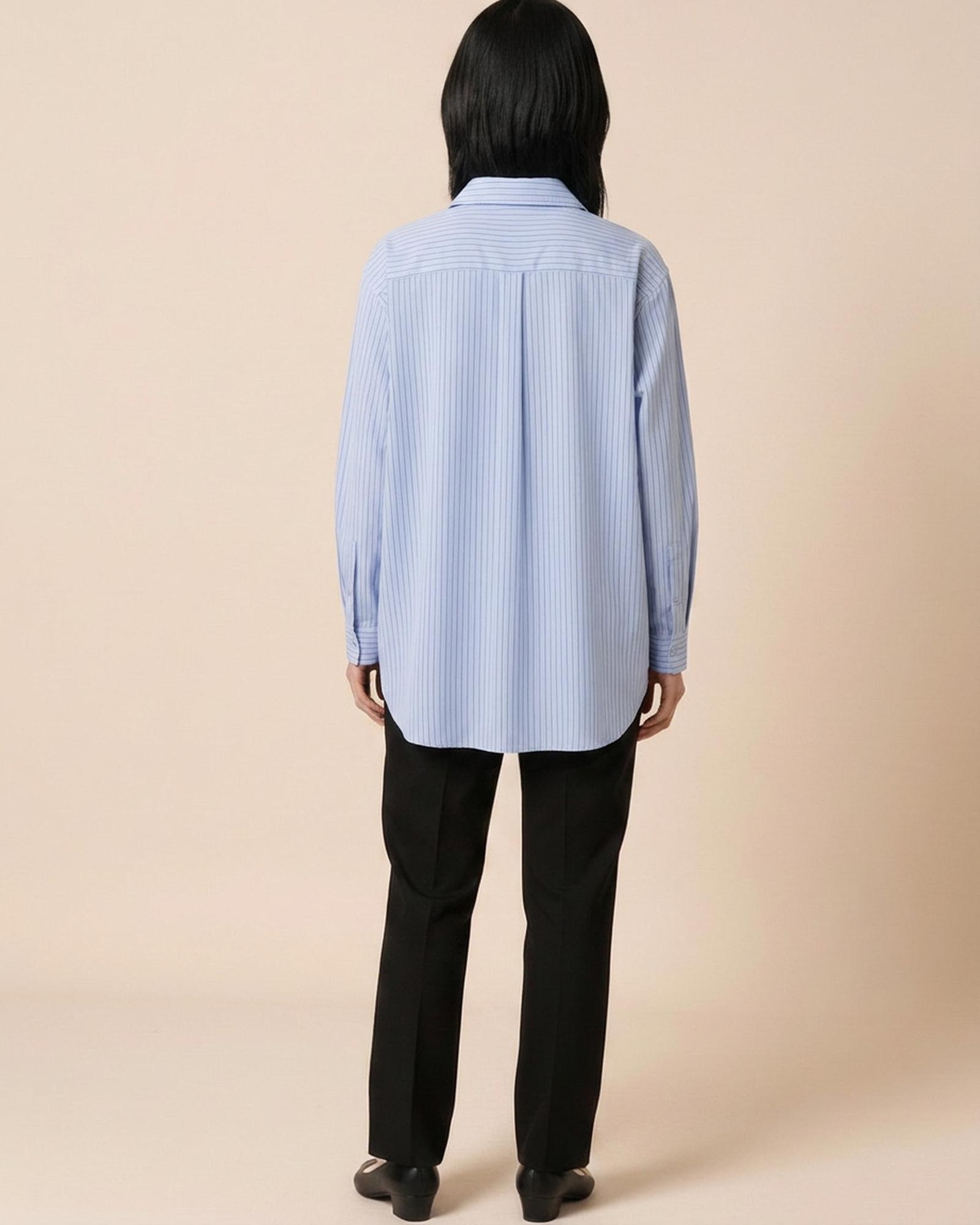 Ineke · Striped shirt blouse — on model, back (AI visualisation)