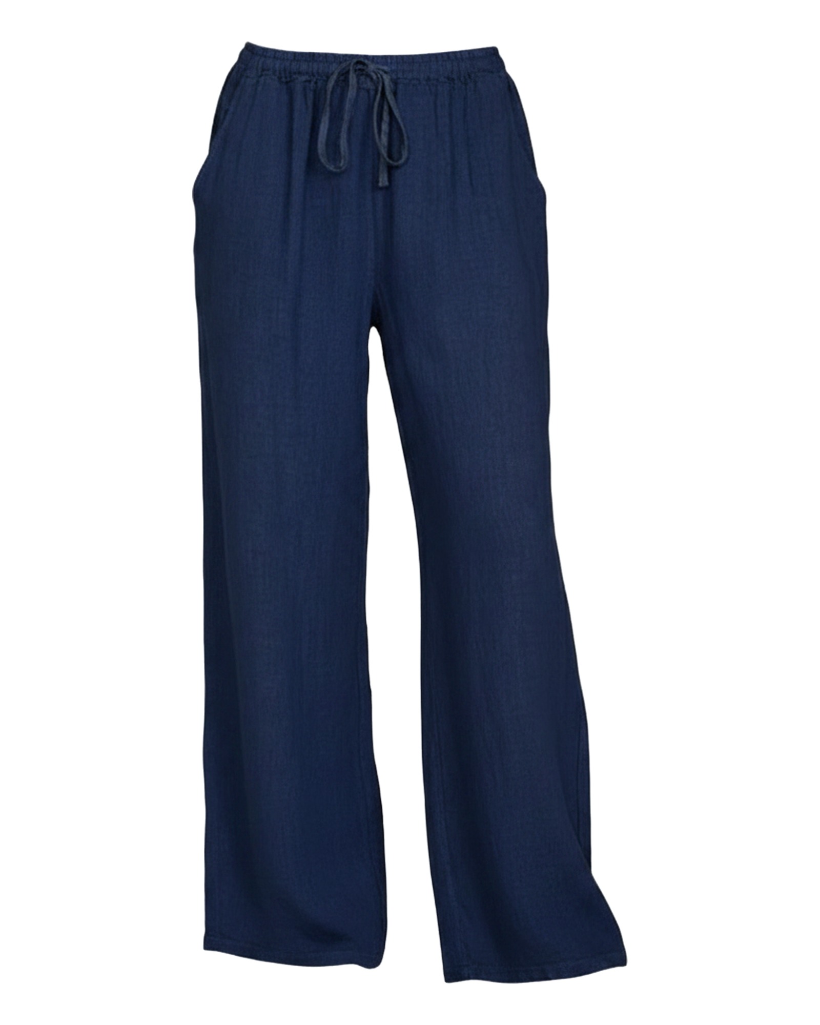 Janneke loose wide-leg linen trousers, navy blue colour variant (AI visualisation)