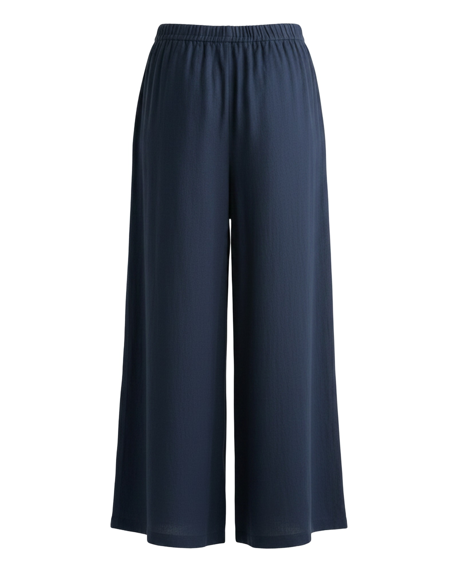 Jasmijn navy blue linen wide-leg trousers, back view (AI visualisation)