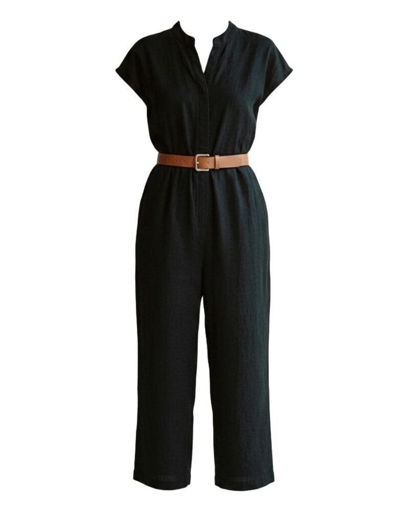 Jolanda Notched Collar Wide Leg Jumpsuit — product front
