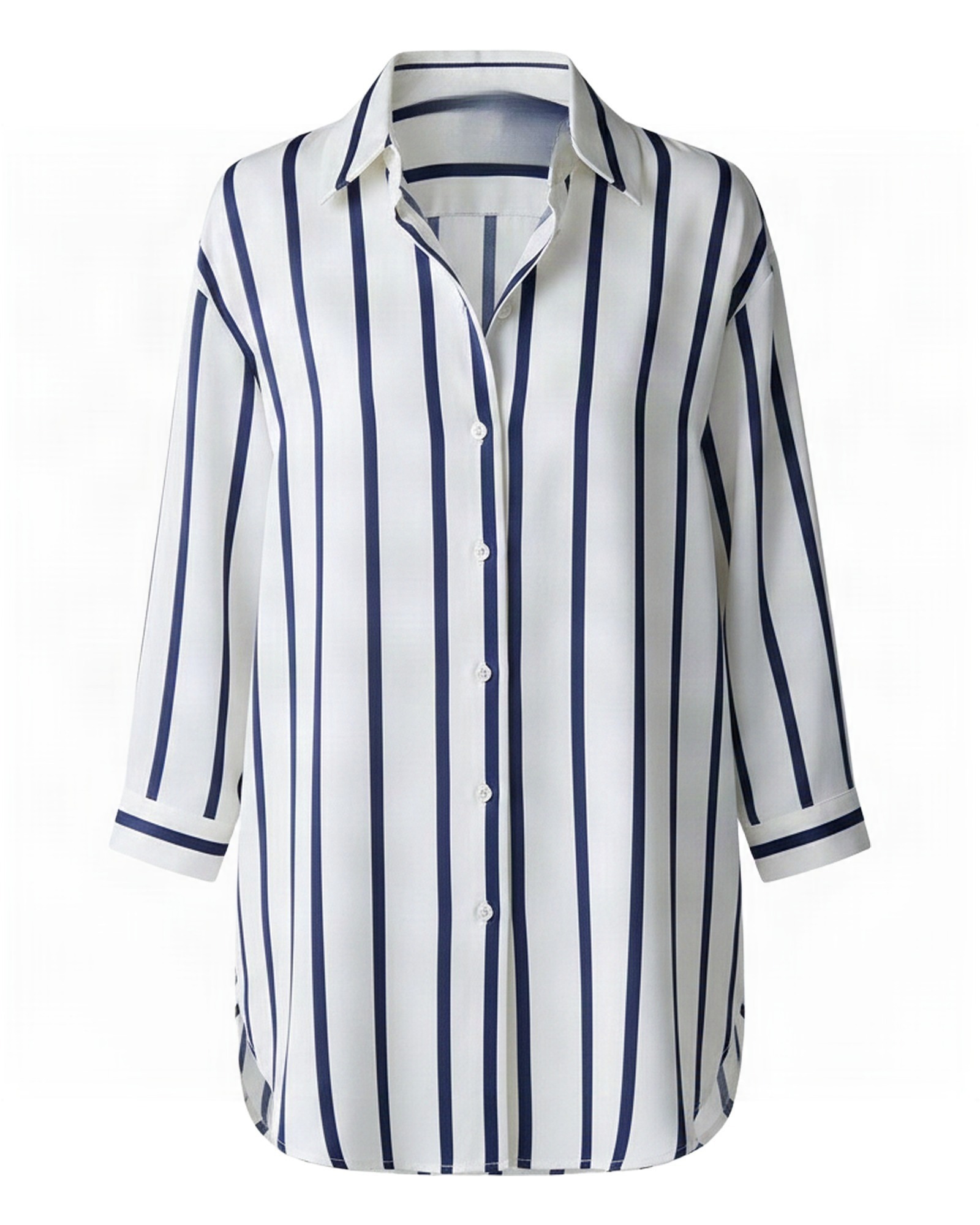 Karin · Striped satin blouse — product front (AI visualisation)