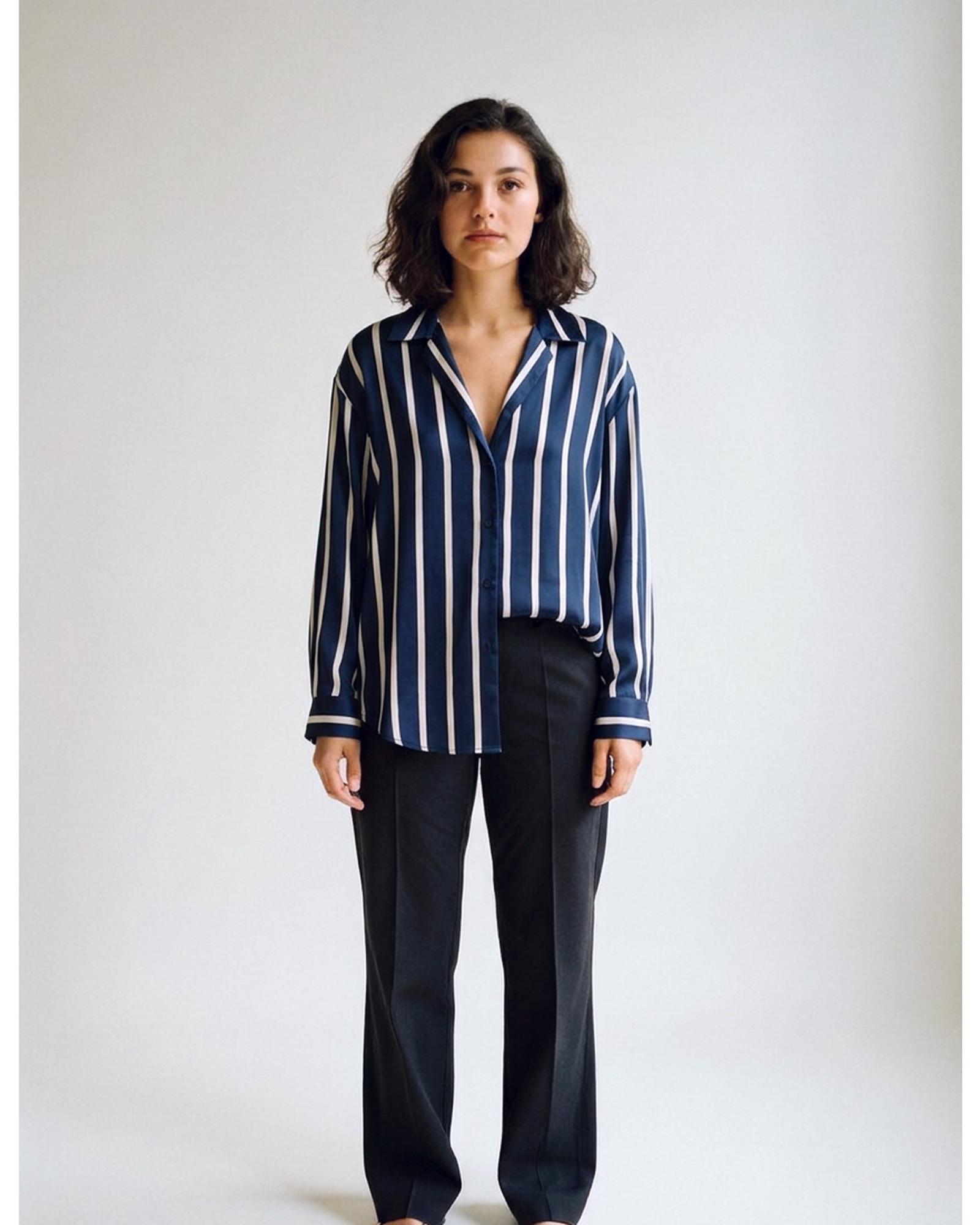 Karin · Striped satin blouse — colour variant