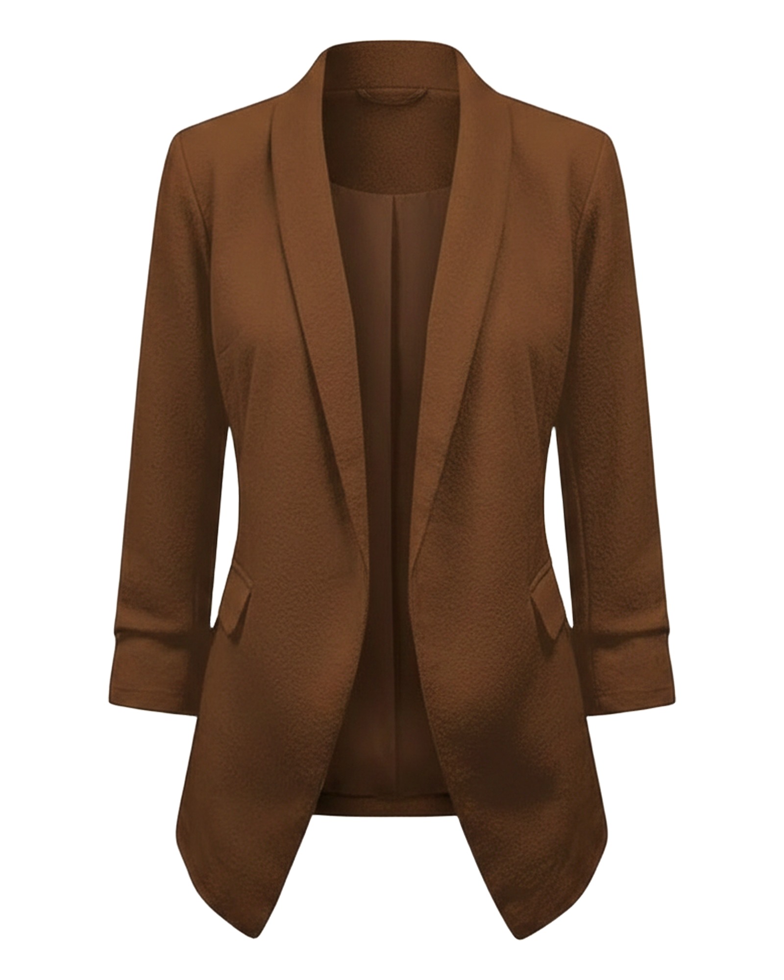 Karlijn brown open-front draped blazer, colour variant (AI visualisation)