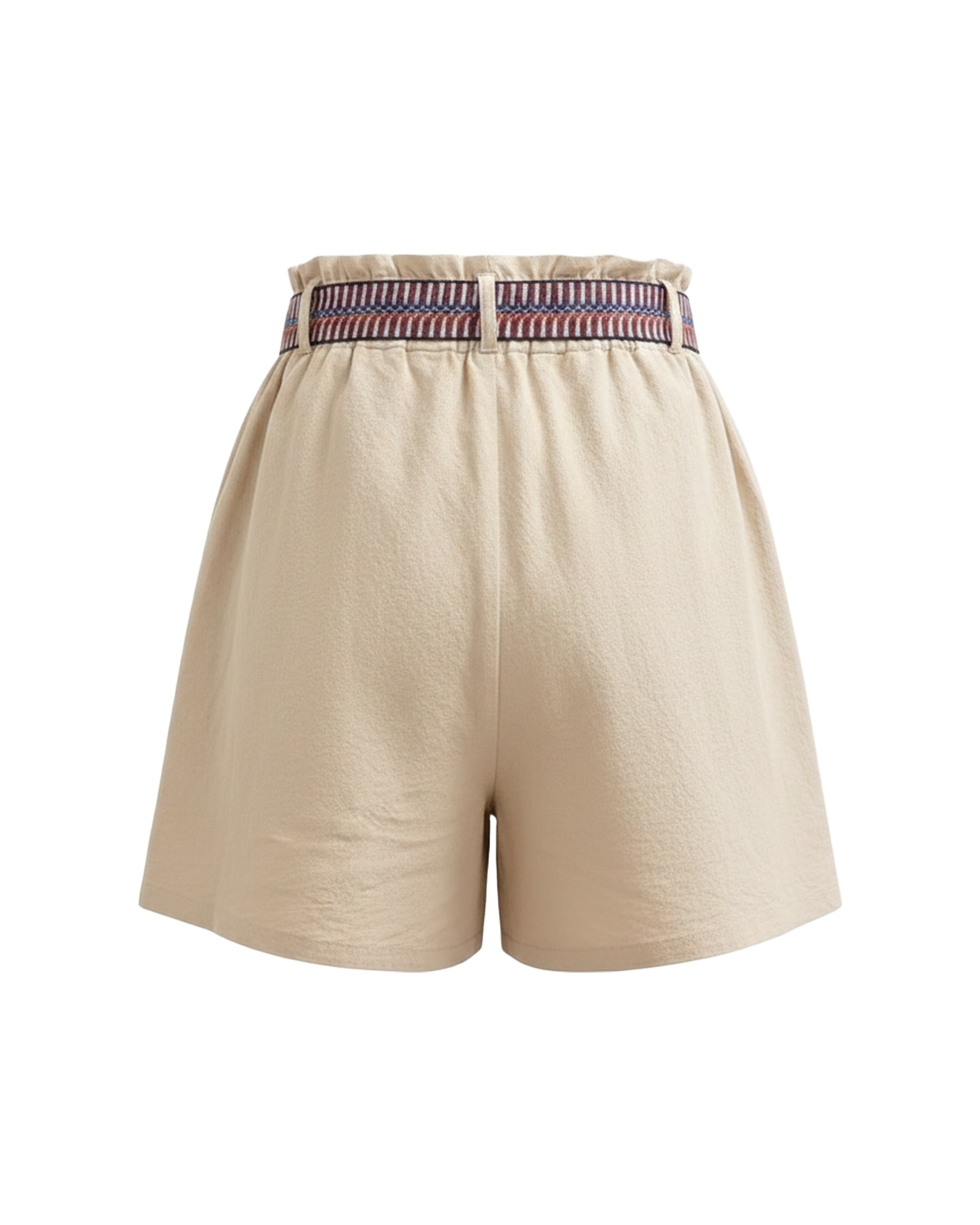 Lieneke · Paperbag tie-belt shorts — product back (AI visualisation)
