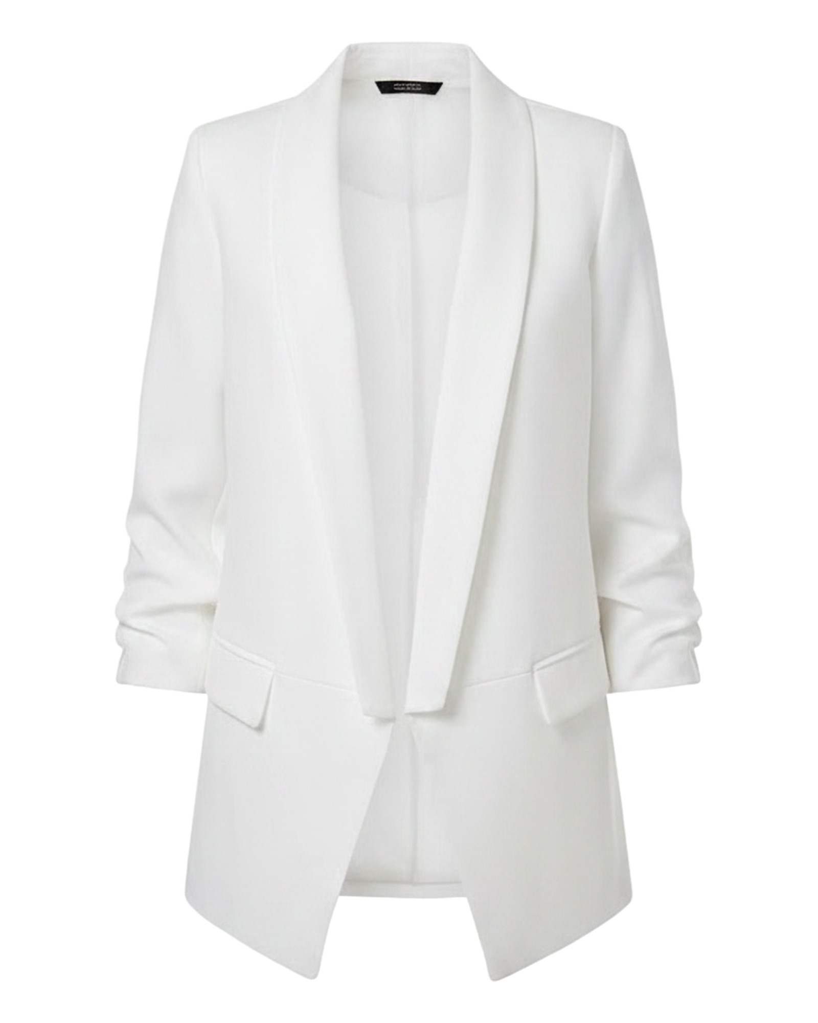 Liesbeth white open-front draped blazer, colour variant (AI visualisation)