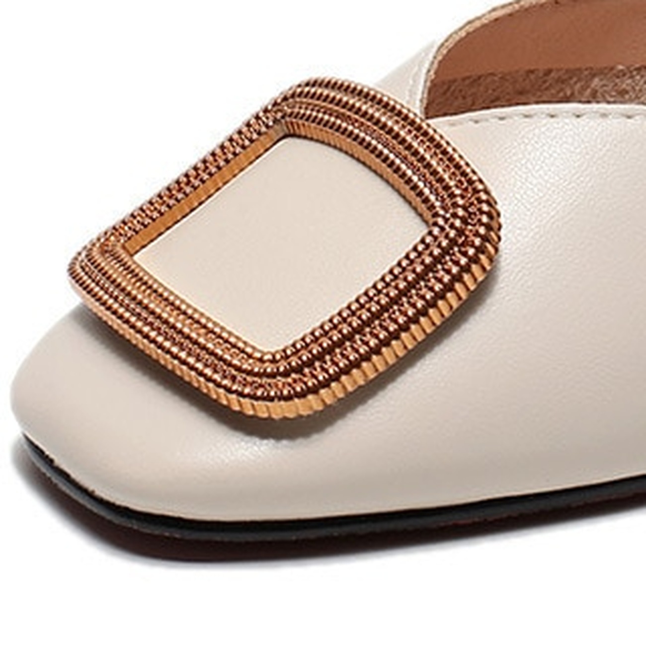 Lieuwkje · Square-toe block-heel mule — fabric detail