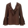 Lise · Ruffle V-neck long-sleeve blouse — product front (AI visualisation)
