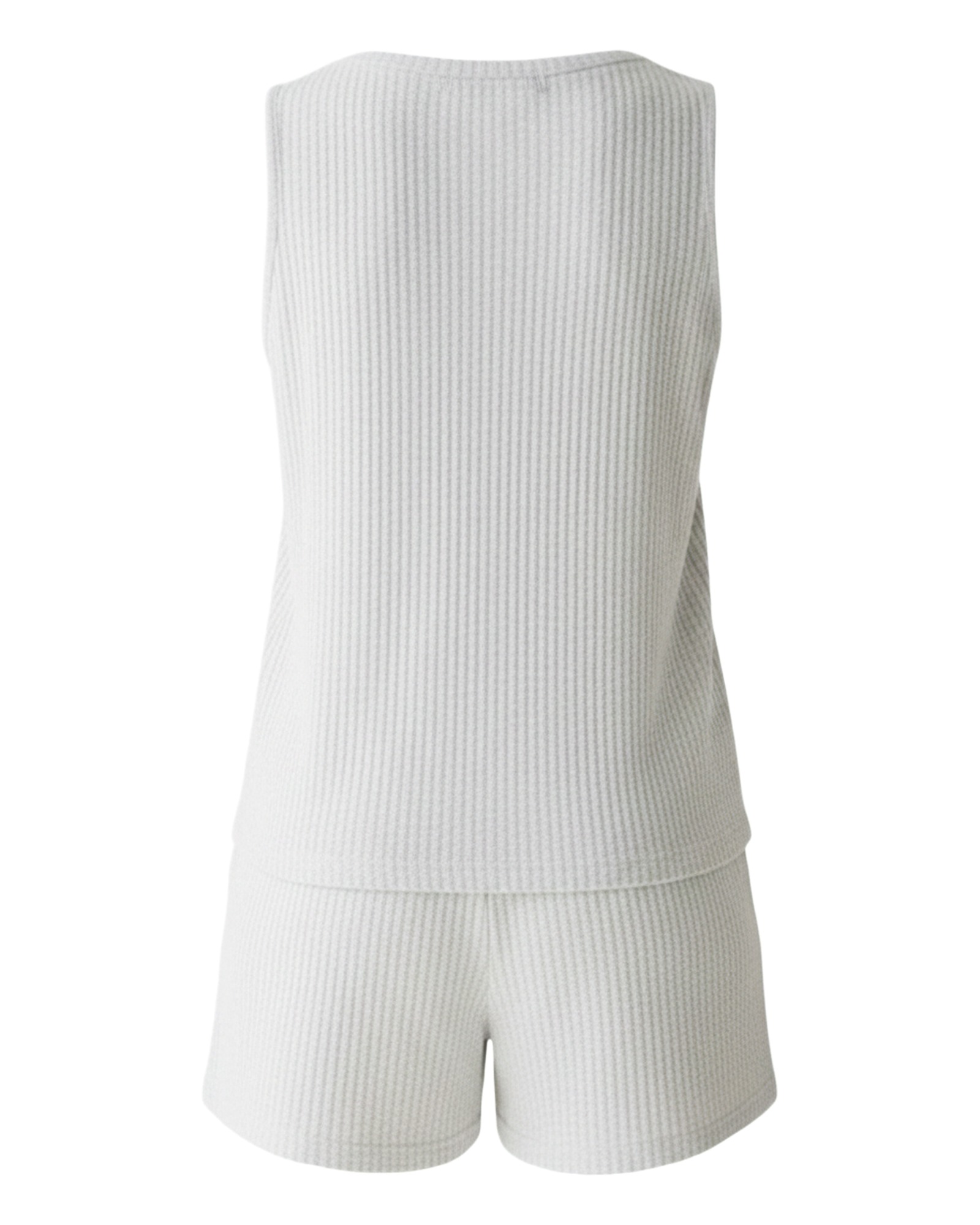 Loeka Waffle Knit Notched Short Set — productachteraanzicht (AI-visualisatie)