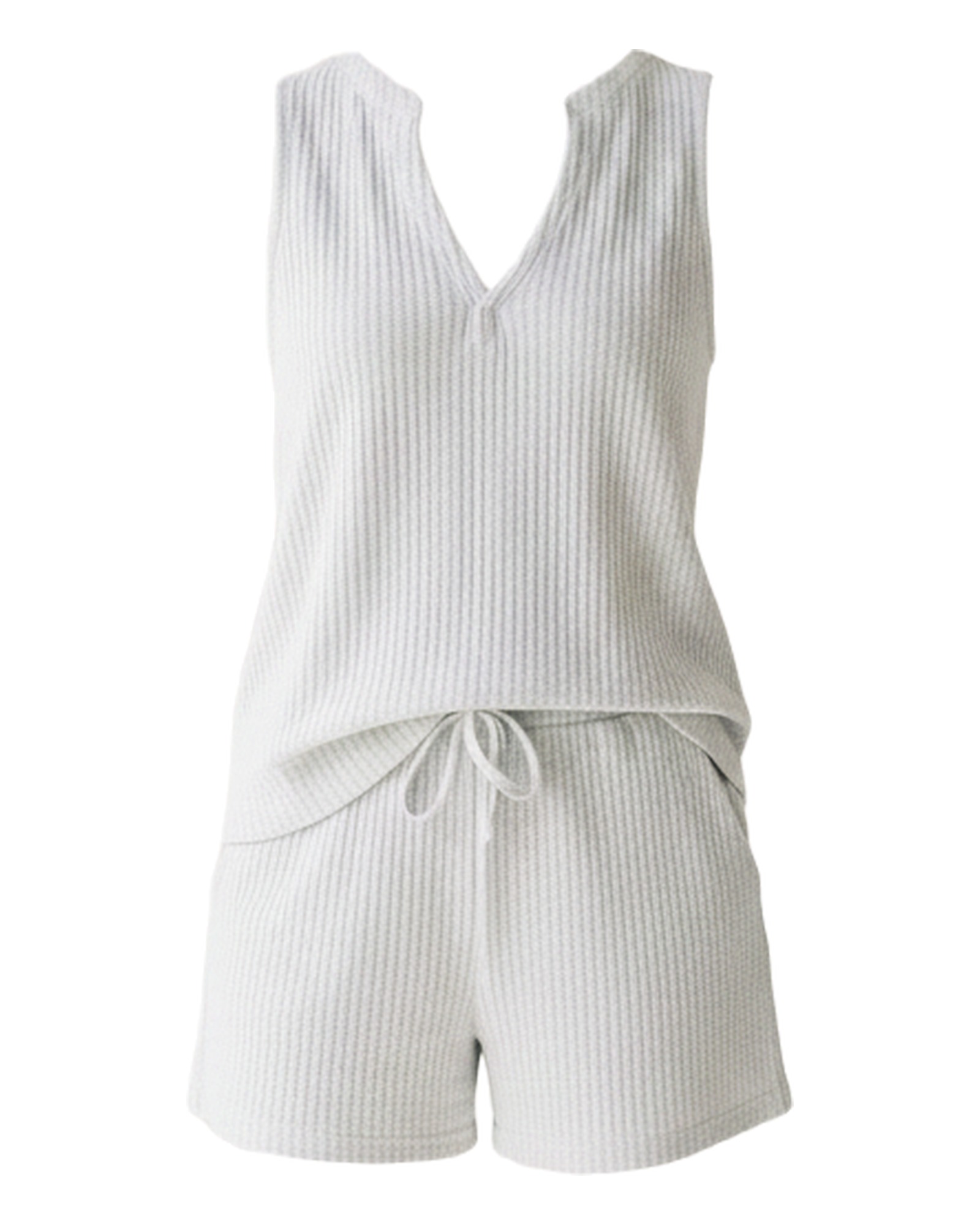 Loeka Waffle Knit Notched Short Set — productvooraanzicht (AI-visualisatie)