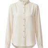 Maaike · Ruffle stand-collar chiffon blouse — product front (AI visualisation)