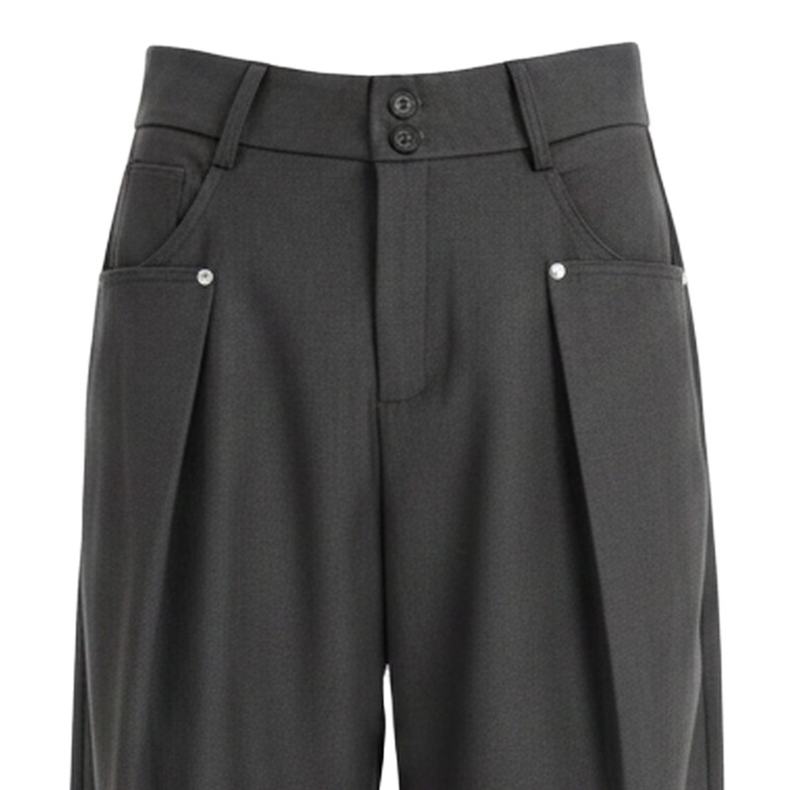 Maartje charcoal pleated wide-leg trousers — fabric and texture detail (AI visualisation)