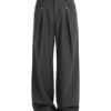 Maartje charcoal pleated wide-leg trousers, front view (AI visualisation)