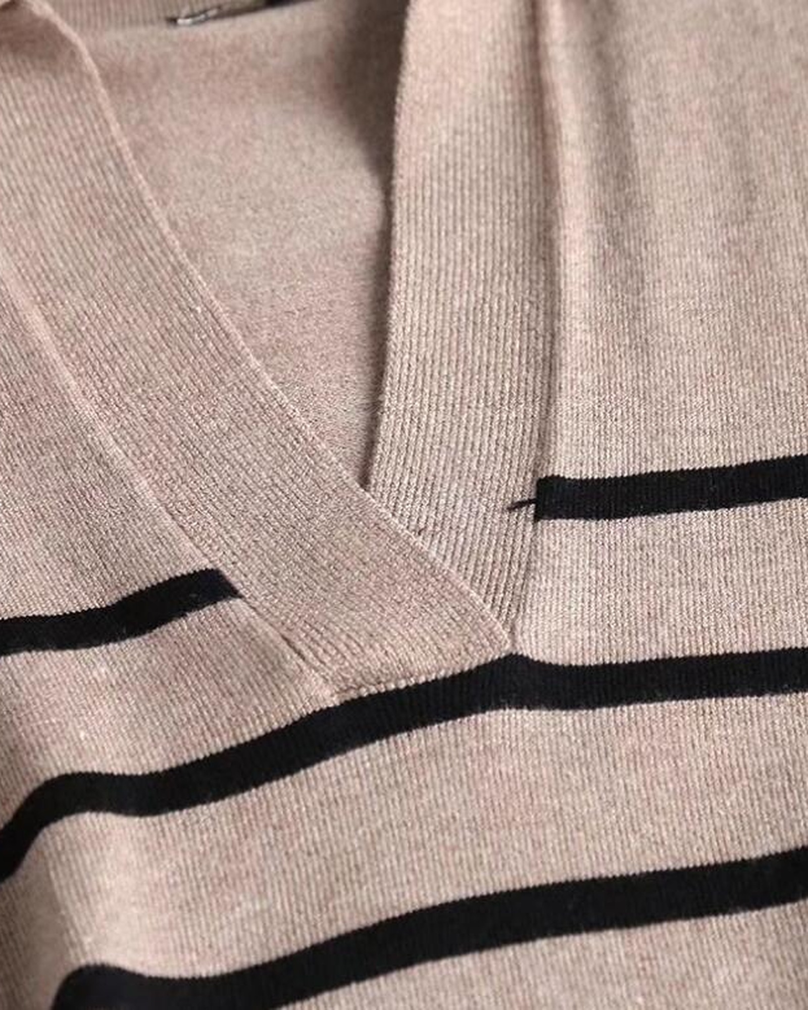 Margot · Striped knit midi dress — collar detail