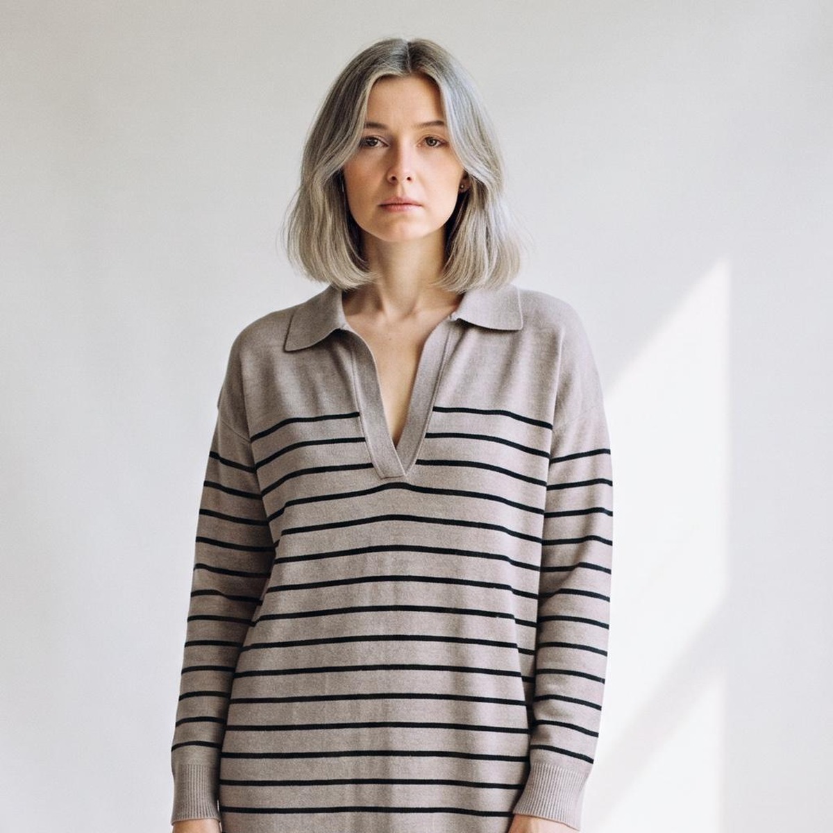 Margot — Striped knit midi dress (AI visualisation)