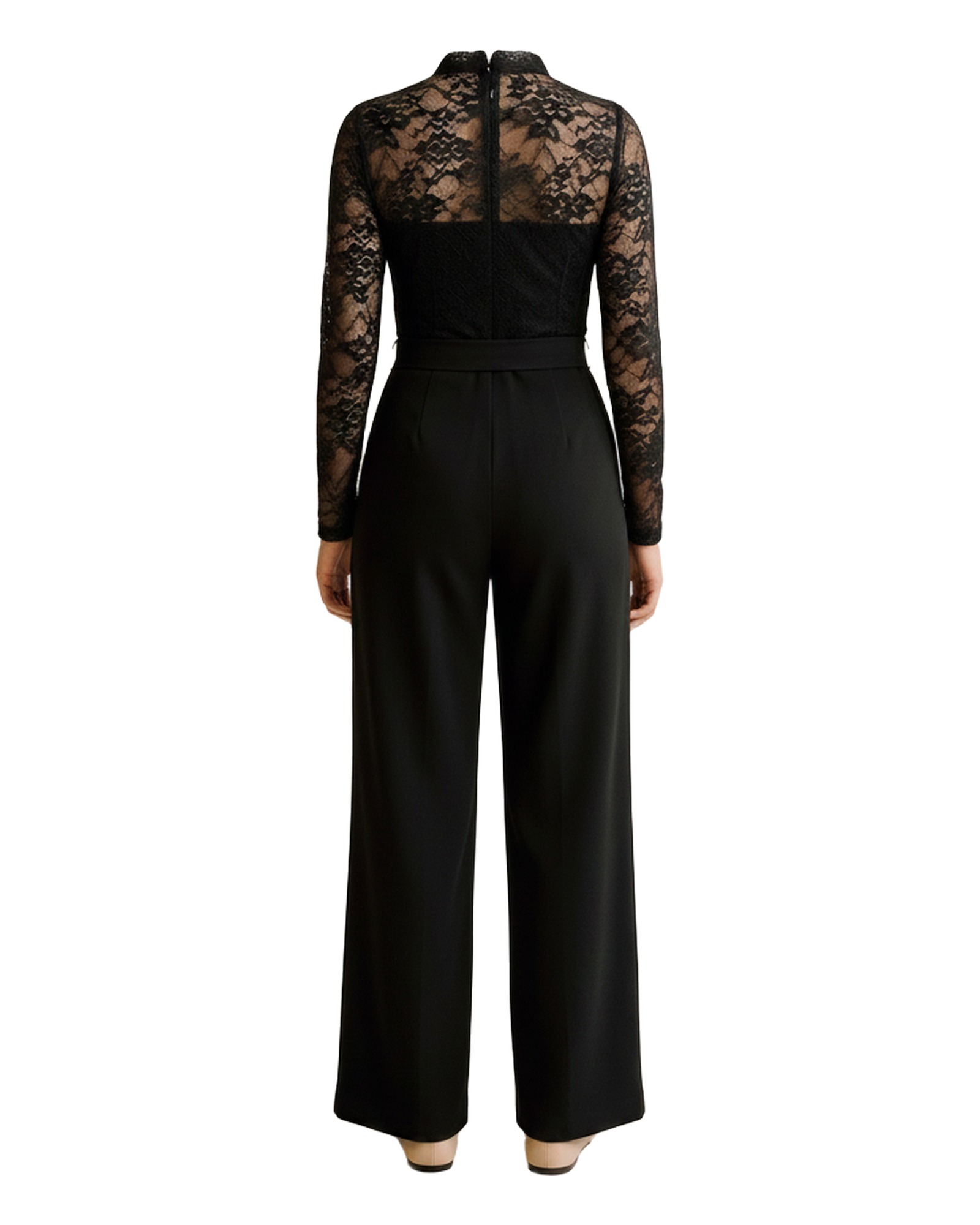 Marianne Lace Panel Belted Jumpsuit — product back (AI visualisation)