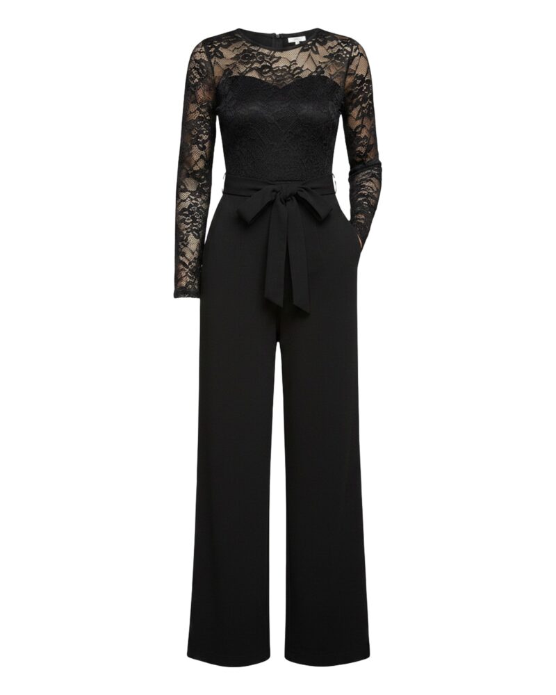 Marianne Lace Panel Belted Jumpsuit — product front