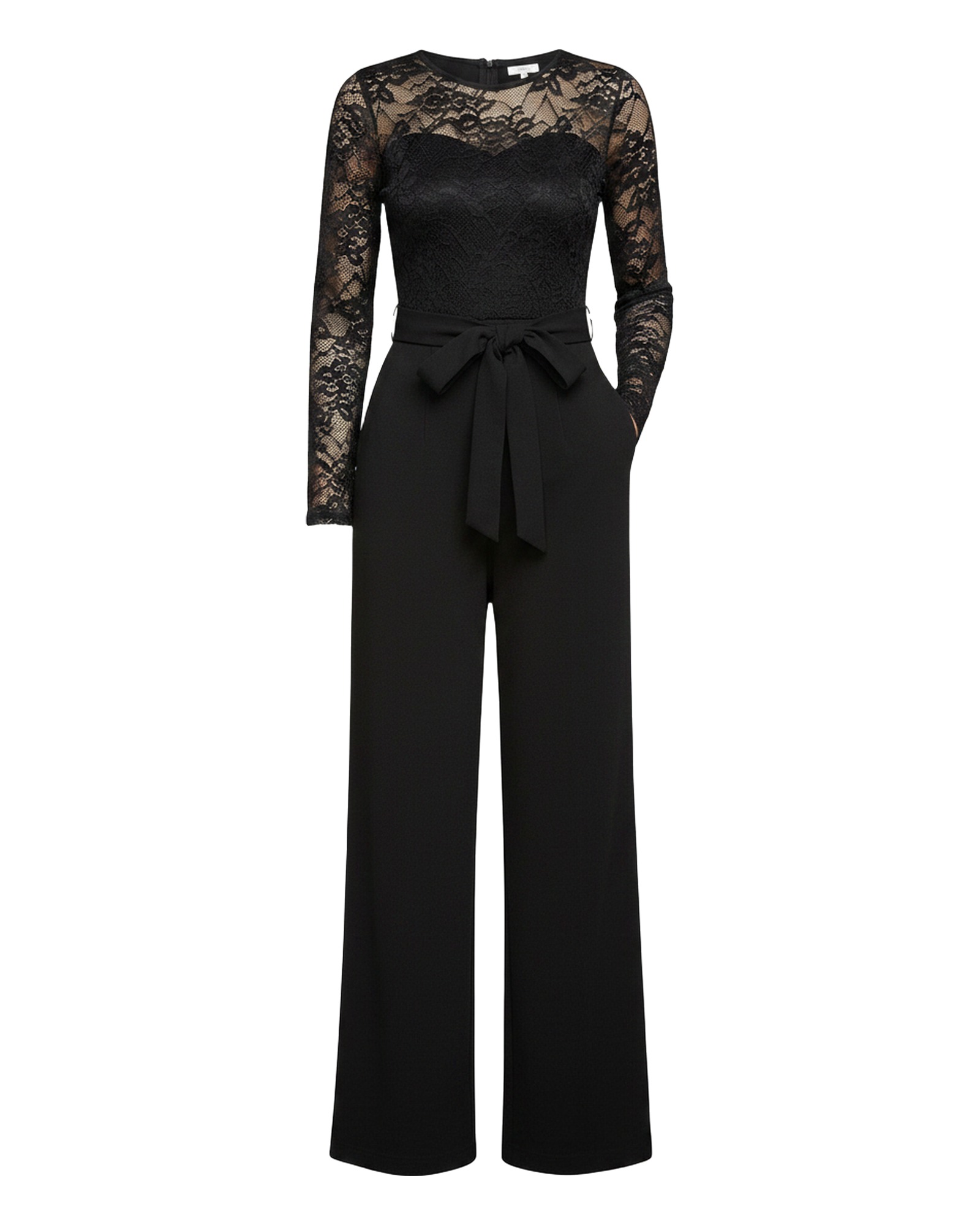 Marianne Lace Panel Belted Jumpsuit — product front