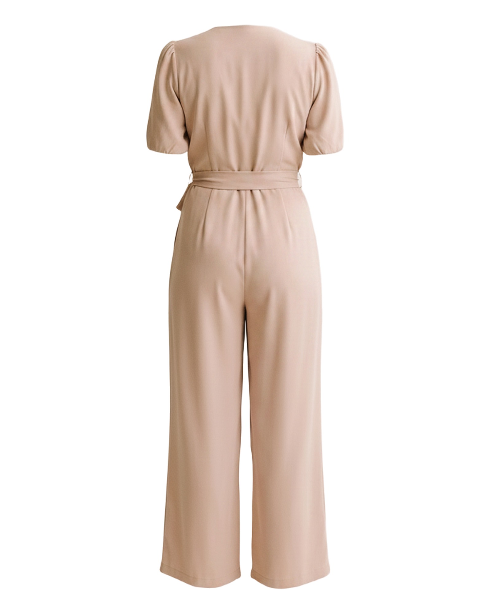 Mariska Tie Waist Short Sleeve Jumpsuit — Produkt Rückansicht (KI-Visualisierung)