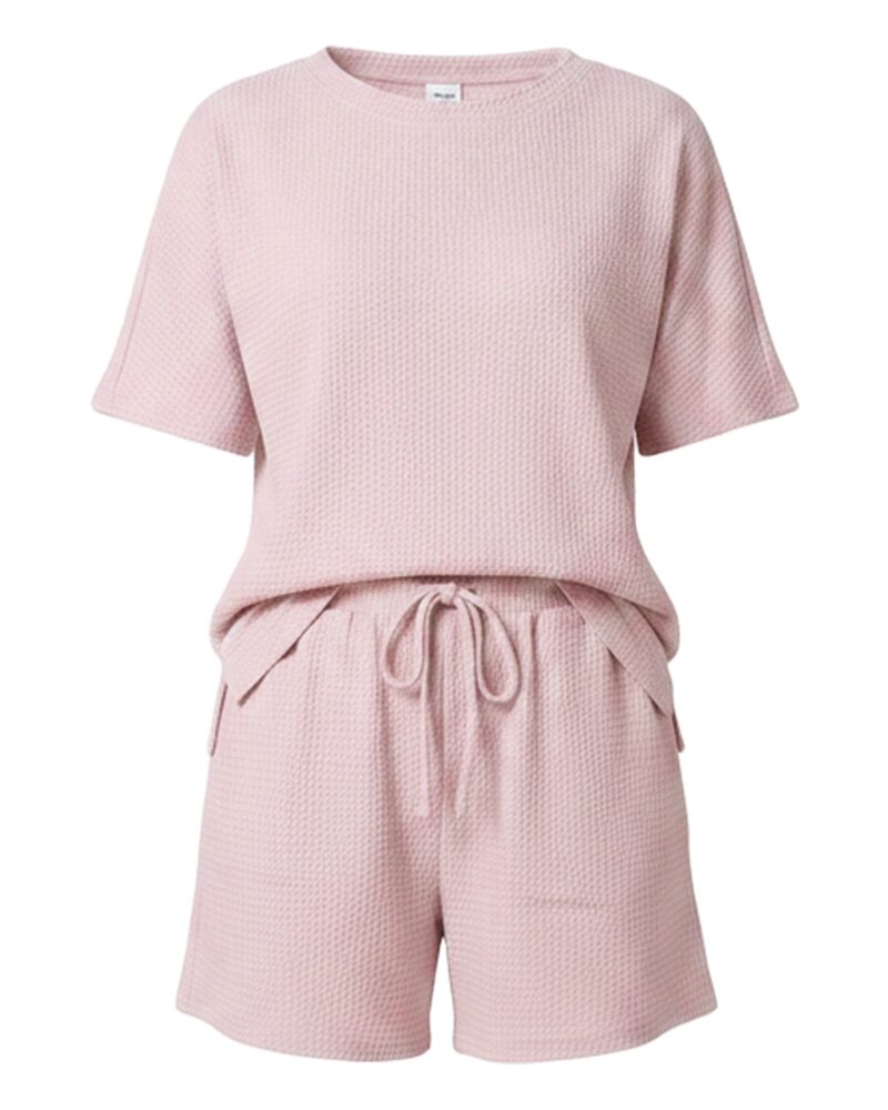 Marjolein Waffle Knit Short Sleeve Set — Produkt Vorderansicht (KI-Visualisierung)