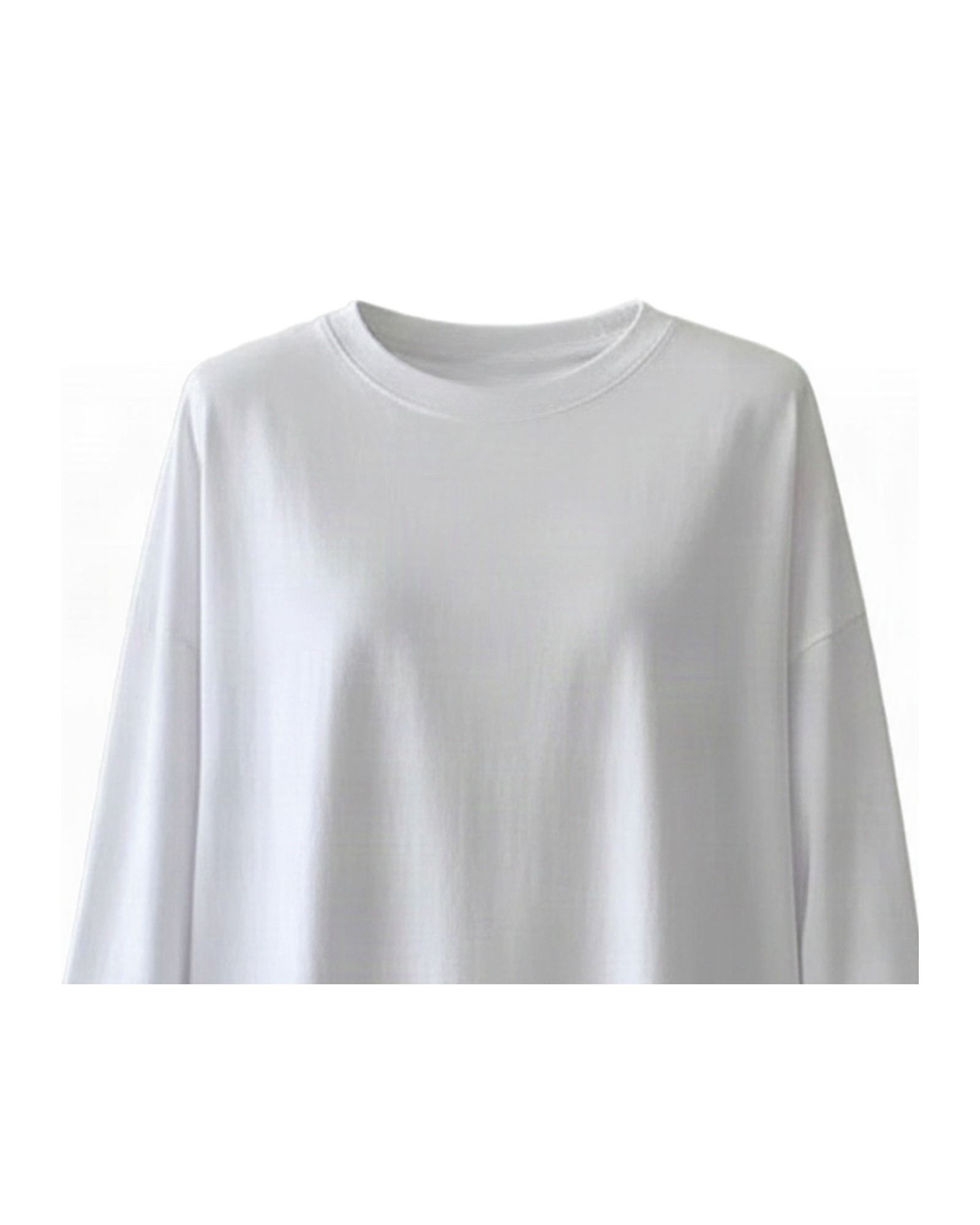 Marloes · Loose cotton long-sleeve tee — fabric detail (AI visualisation)